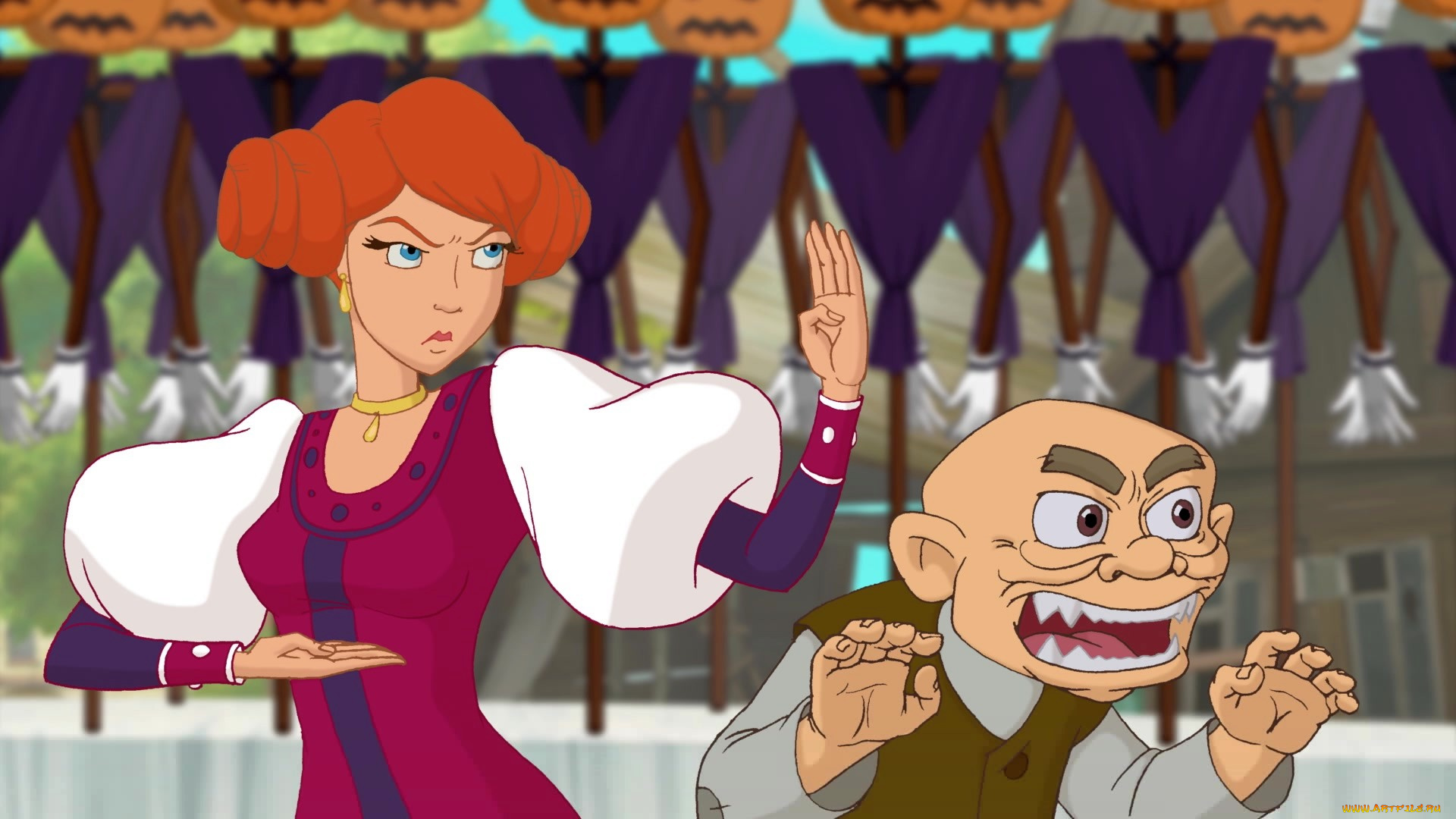 мультфильмы, иван, царевич, и, серый, волк, 3, девушка, мужчина, стойка, лысый