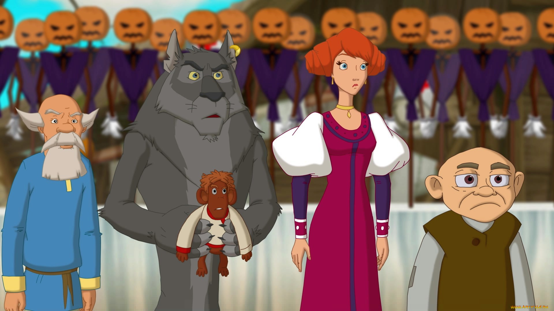 мультфильмы, иван, царевич, и, серый, волк, 3, девушка, волк, мужчина, тыква, игрушка