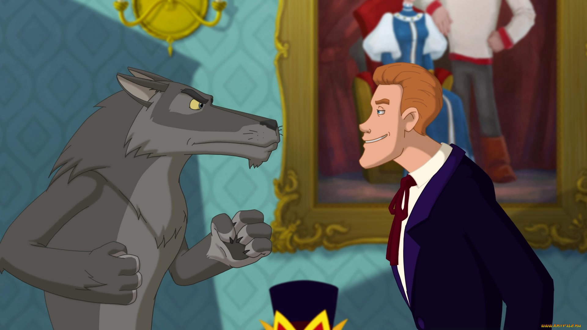 мультфильмы, иван, царевич, и, серый, волк, 3, мужчина, волк, профиль, эмоции, картина