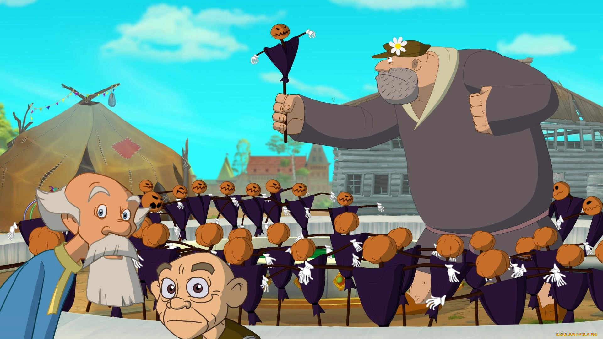 мультфильмы, иван, царевич, и, серый, волк, 3, великан, тыква, лицо, взгляд