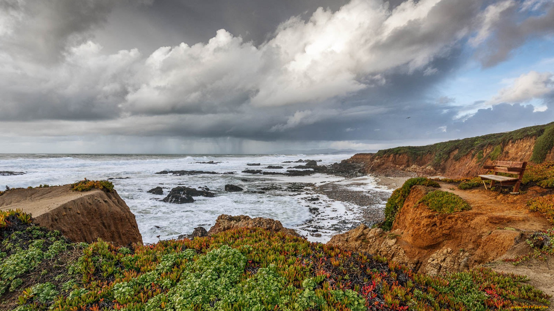 природа, побережье, простор