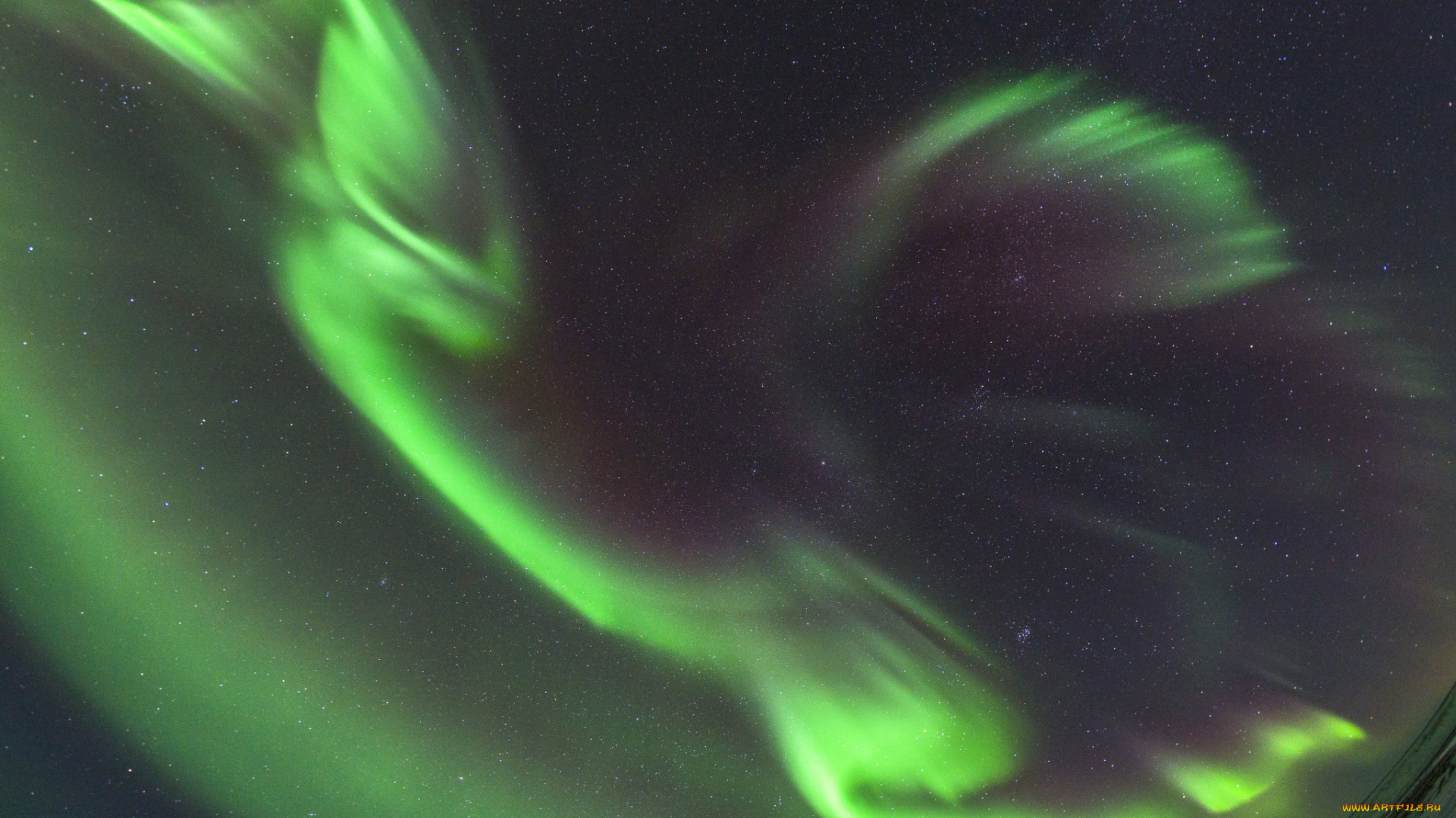 природа, северное, сияние, простор