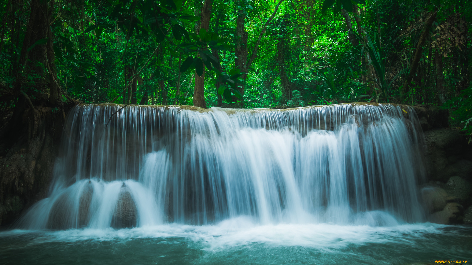 природа, водопады, водопад, лес, деревья, красота