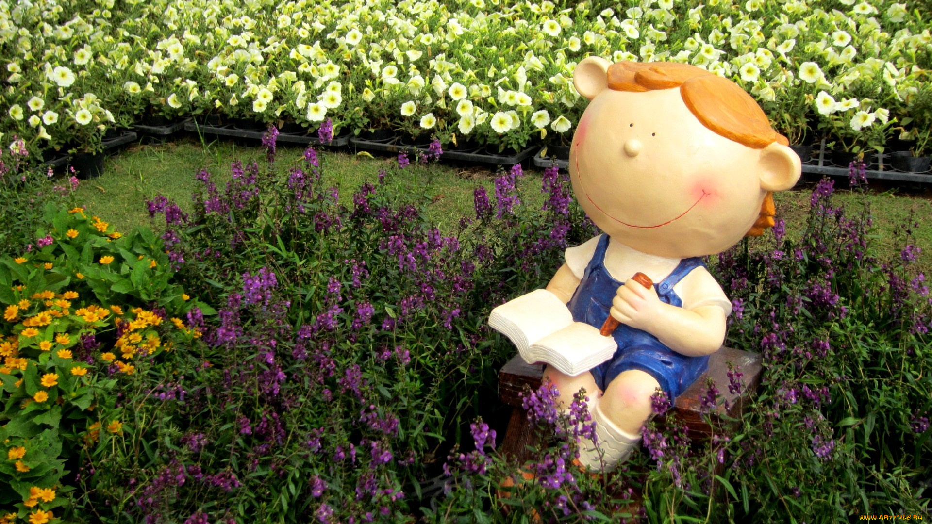 разное, садовые, и, парковые, скульптуры, фигура, цветы