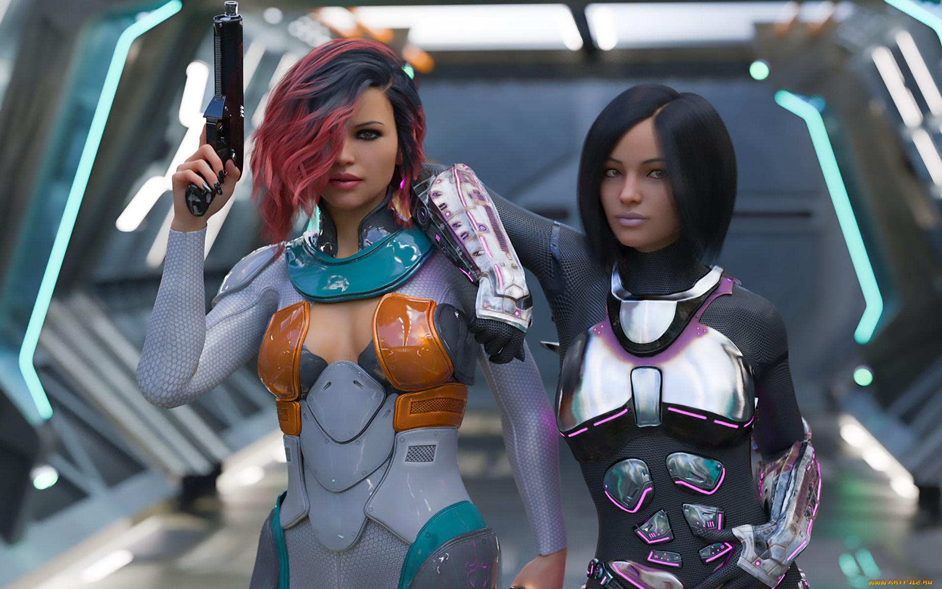 3д, графика, фантазия, , fantasy, фон, взгляд, девушки