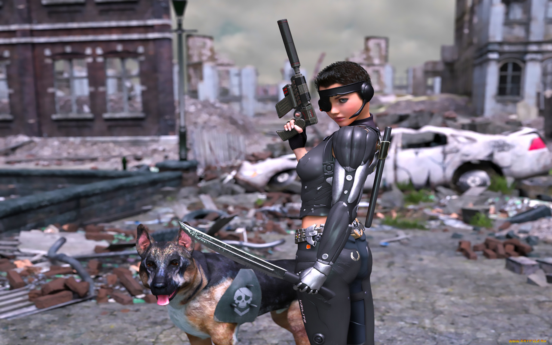 3д, графика, люди, и, животные, , people, and, animals, фон, взгляд, девушка