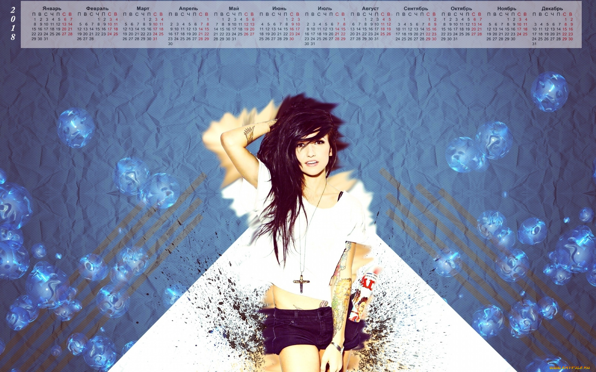 календари, девушки, взгляд, крест
