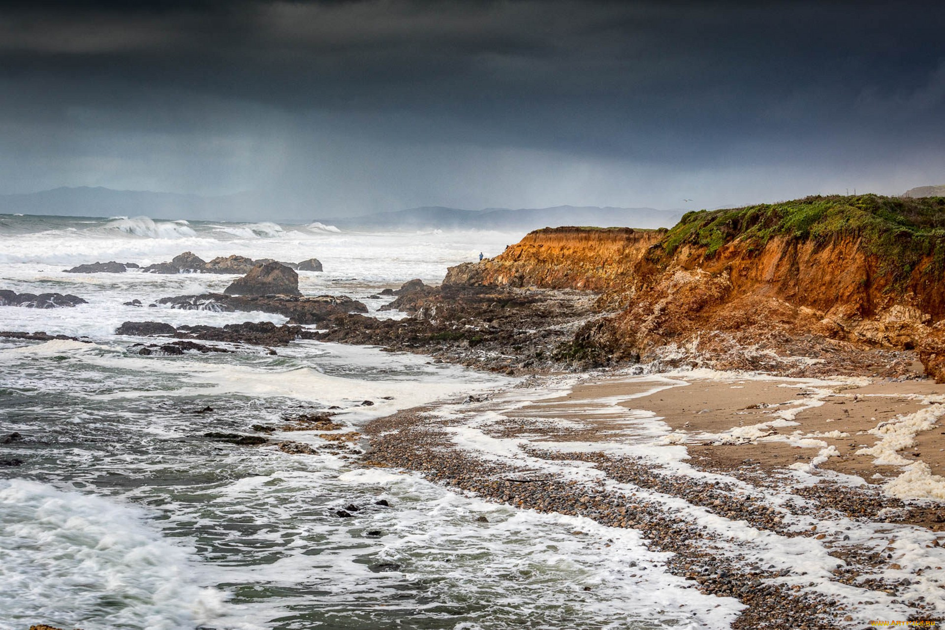 природа, побережье, простор