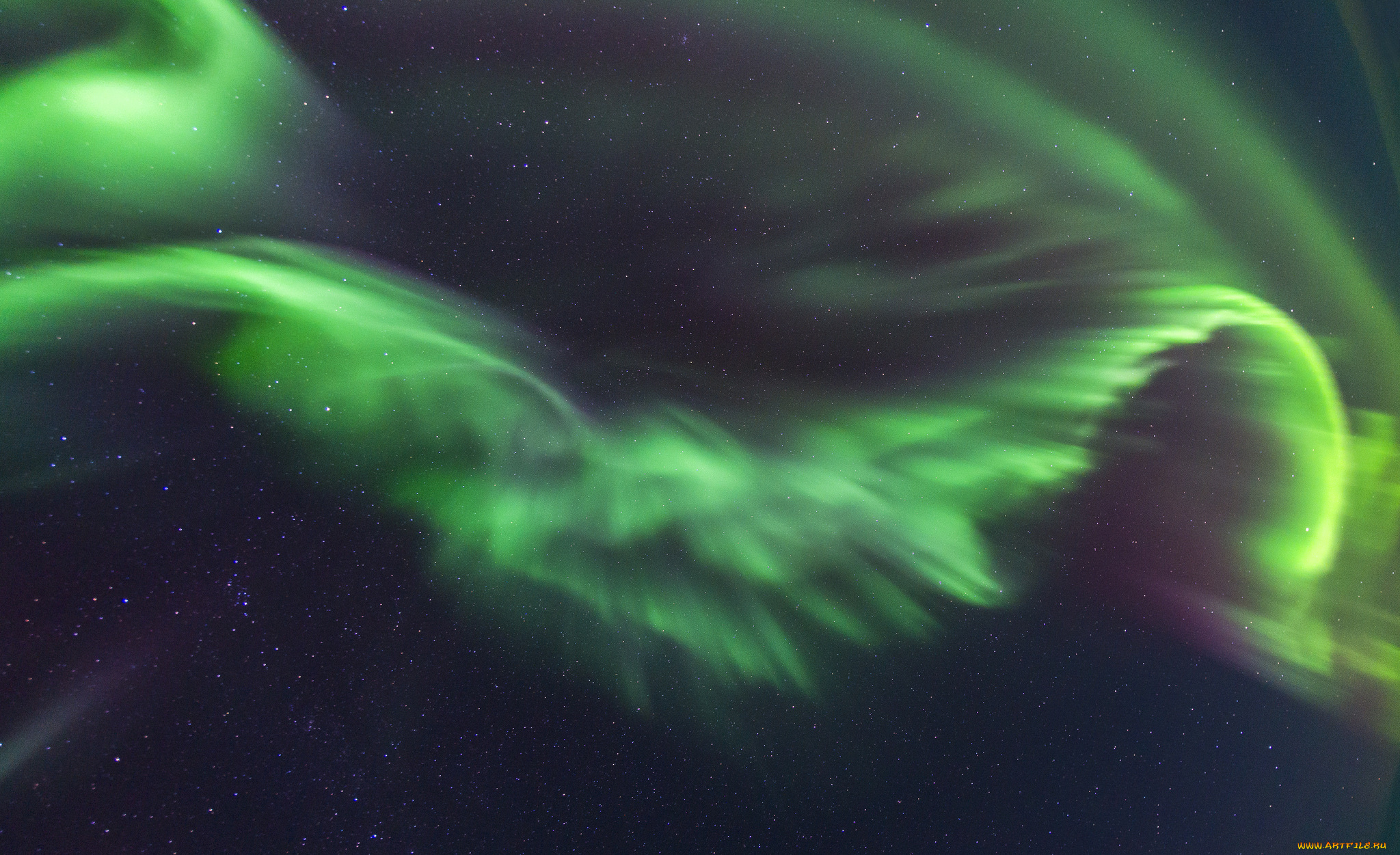 природа, северное, сияние, простор