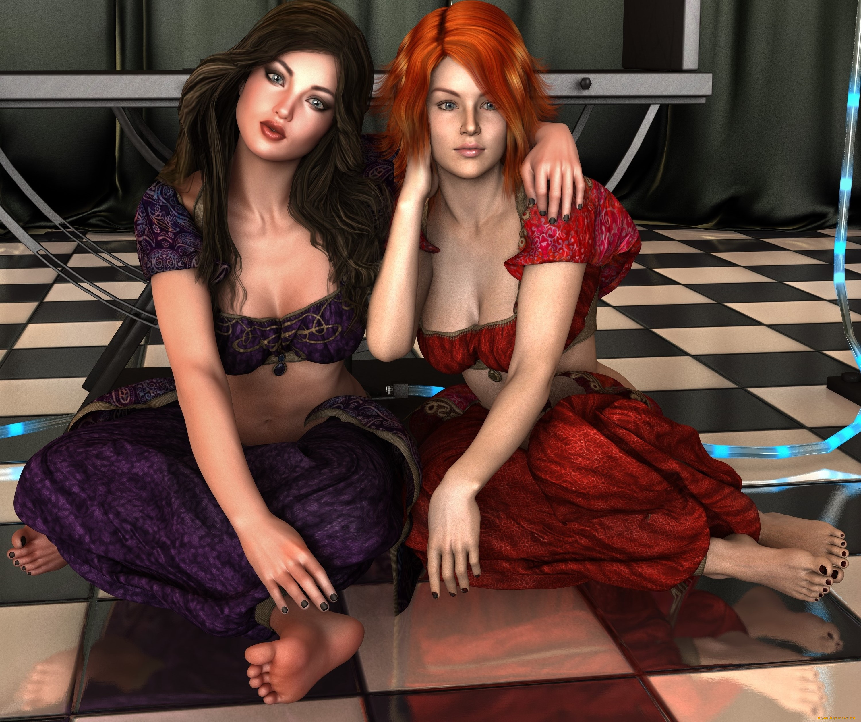 3д, графика, люди, , people, фон, взгляд, девушки