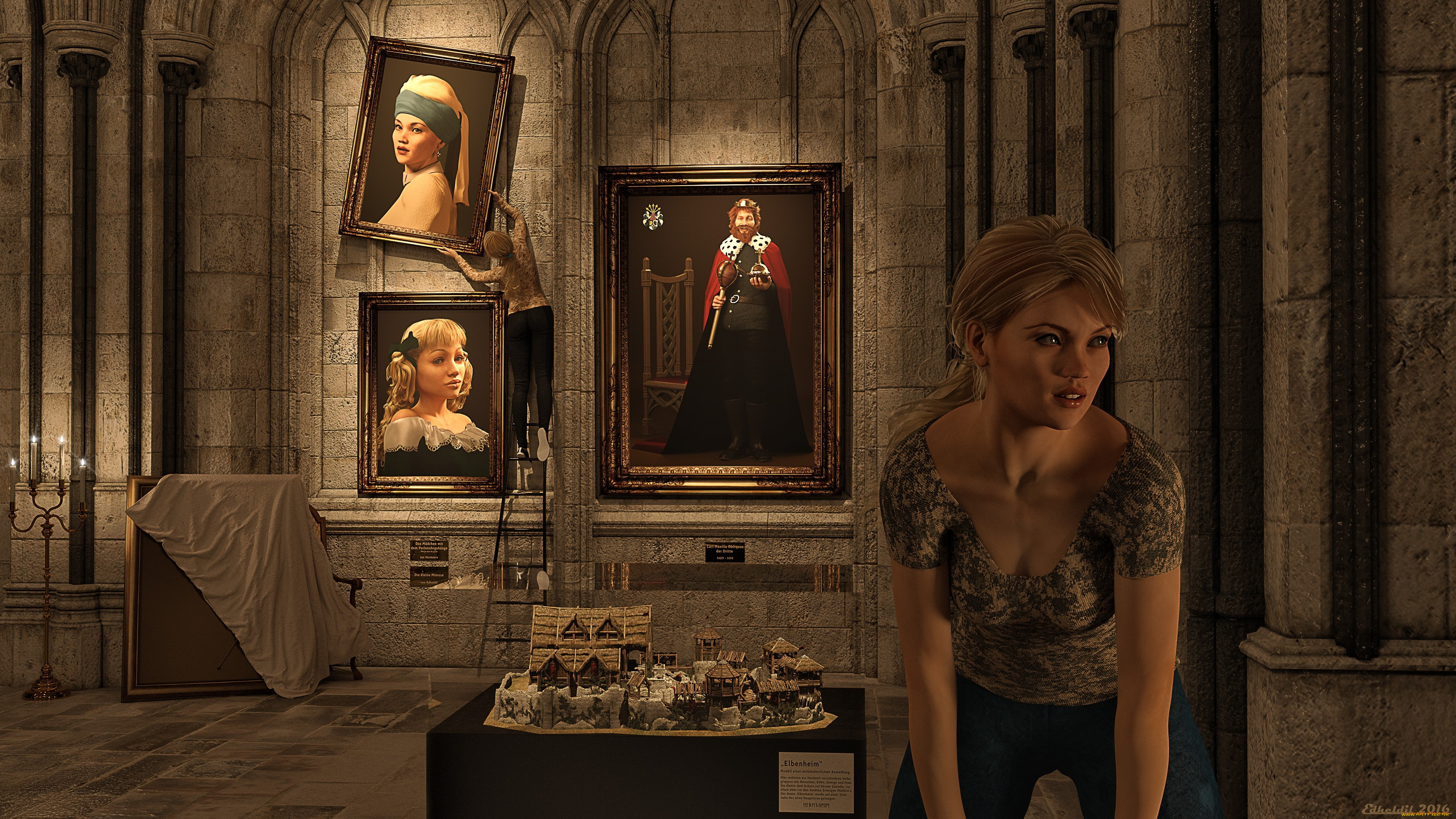 3д, графика, люди, , people, девушка, взгляд, фон