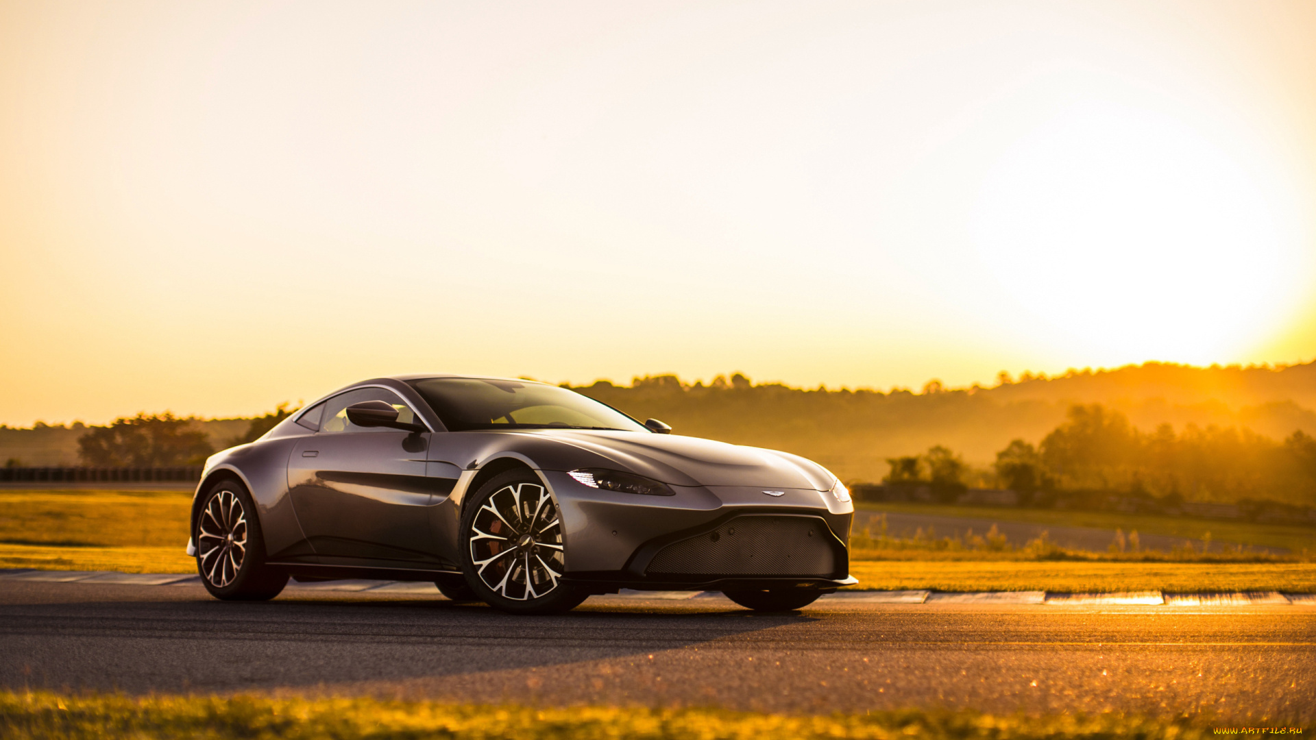 автомобили, aston, martin, закат, серый, vantage, астон, мартин