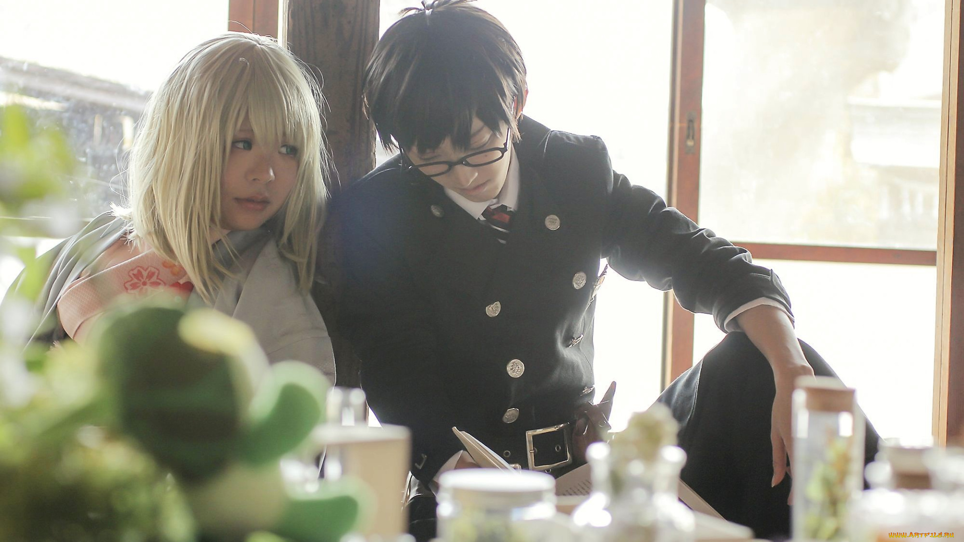 разное, cosplay, , косплей, девушка, очки, парень, окно