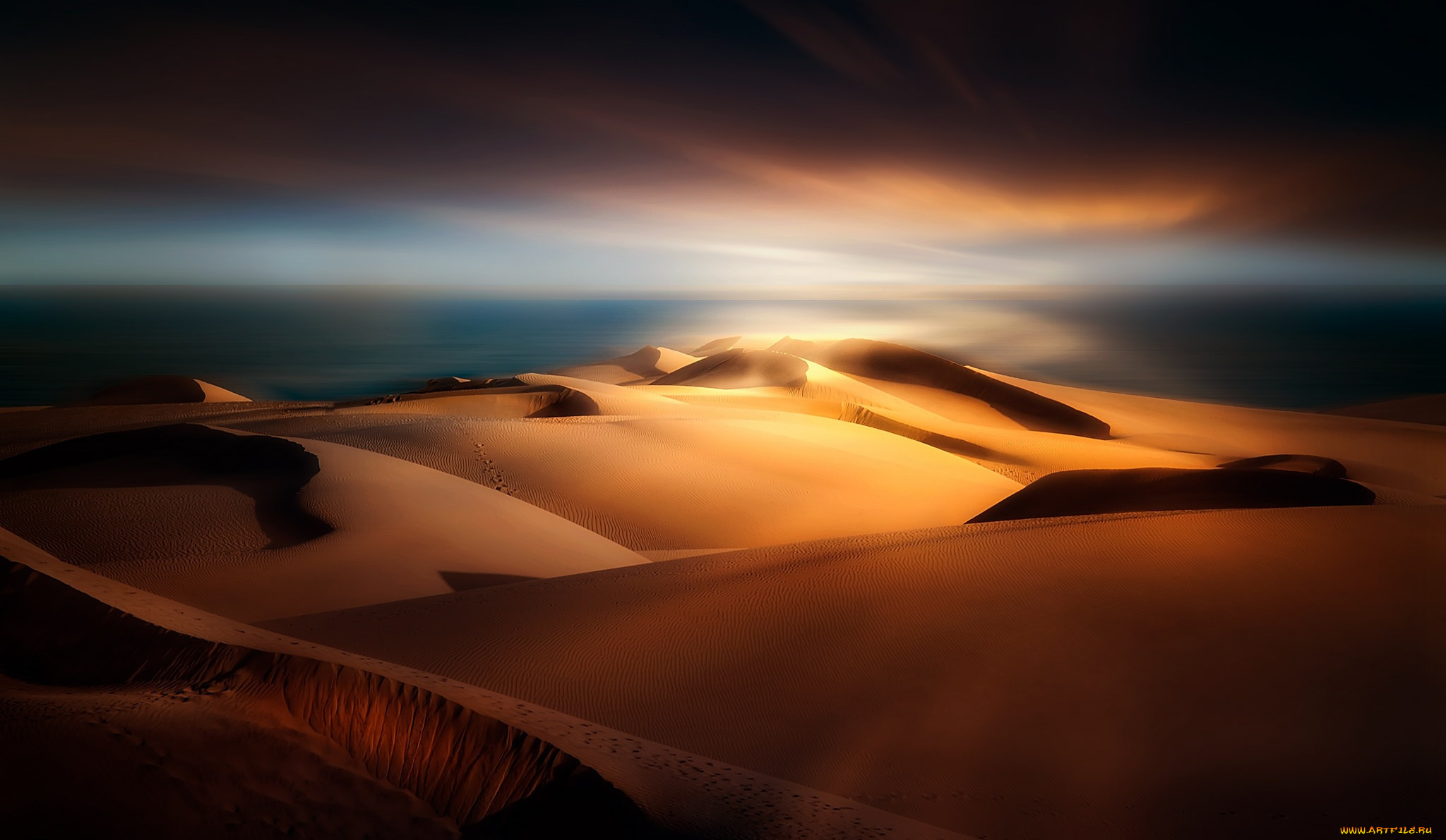 природа, пустыни, испания, дюны, канары, песок