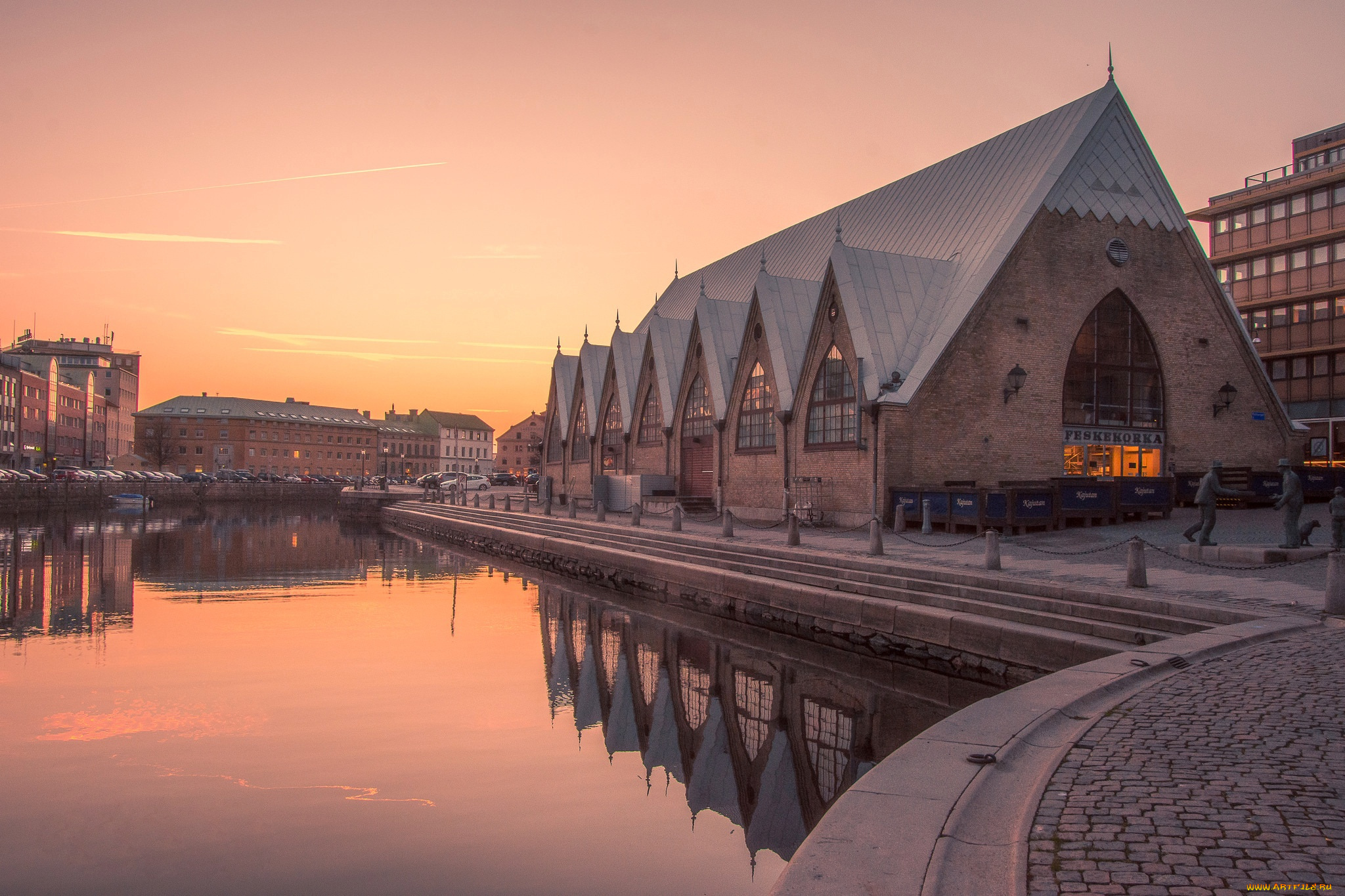 города, -, улицы, , площади, , набережные, гётеборг, швеция, вечер