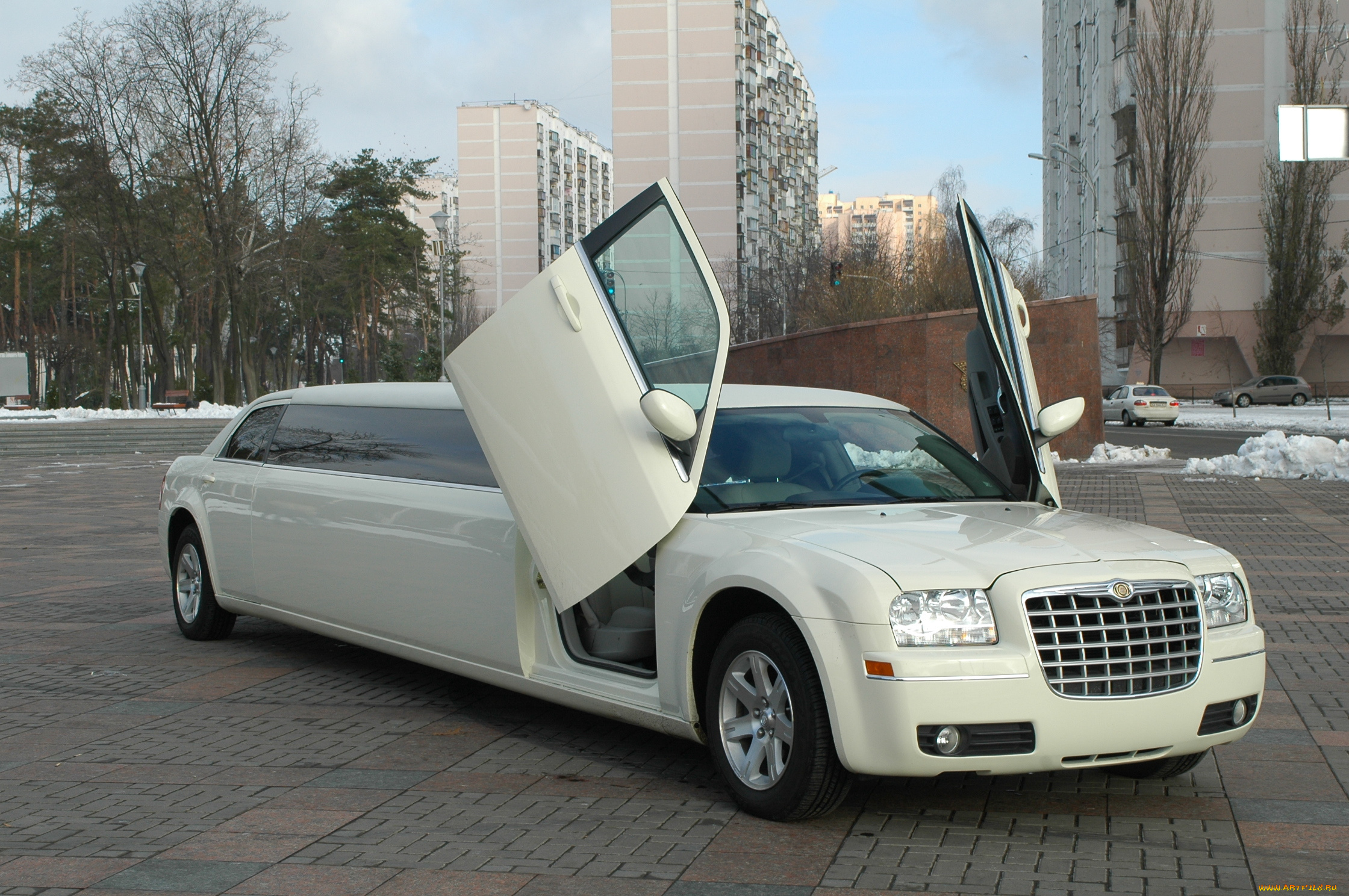 автомобили, выставки, и, уличные, фото, лимузин, белый, площадка, дома