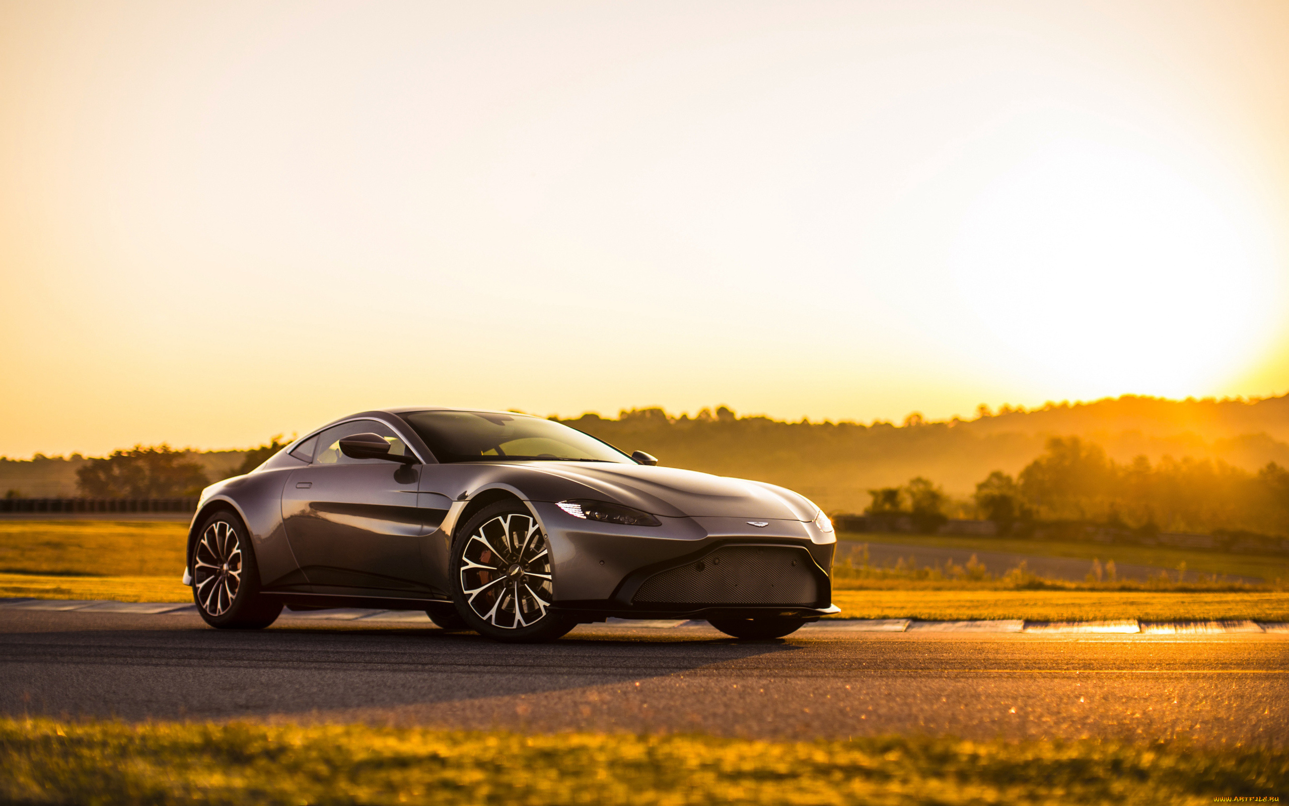 автомобили, aston, martin, закат, серый, vantage, астон, мартин