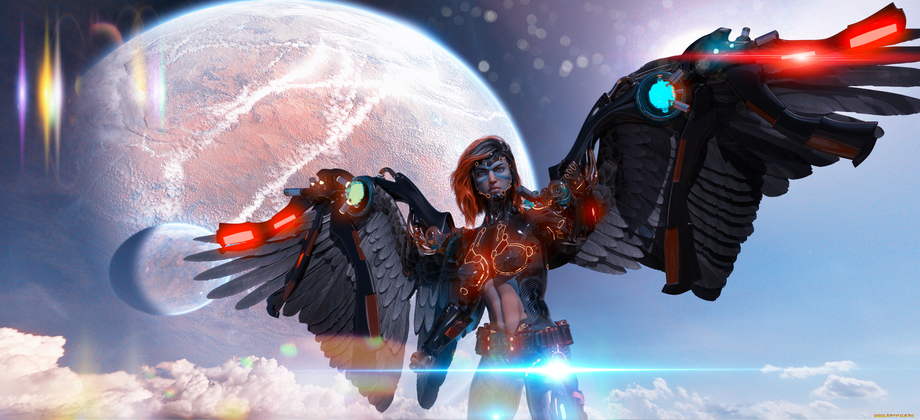 3д, графика, существа, , creatures, дракон, взгляд, фон, девушка