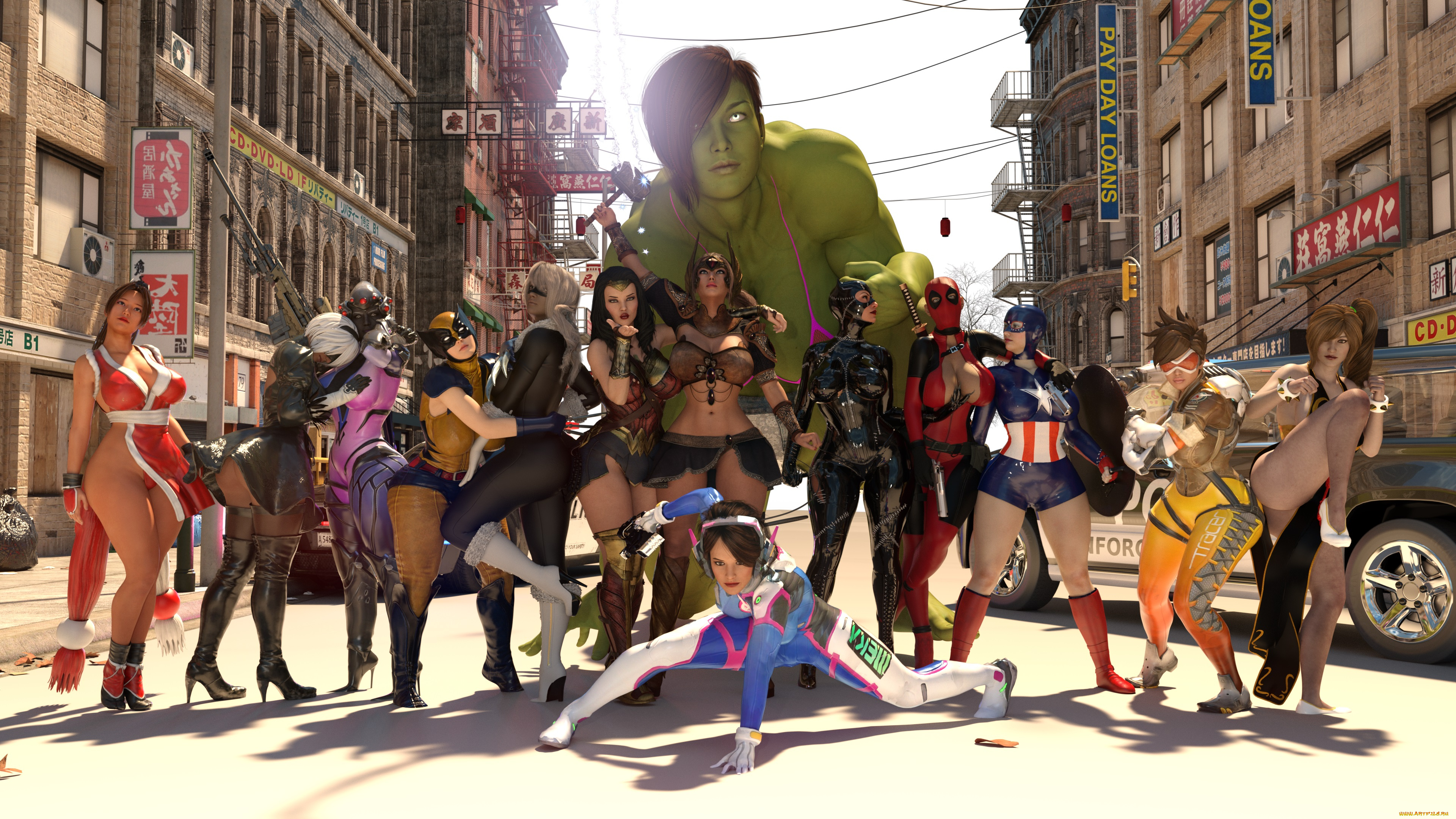 3д, графика, фантазия, , fantasy, фон, девушки, взгляд