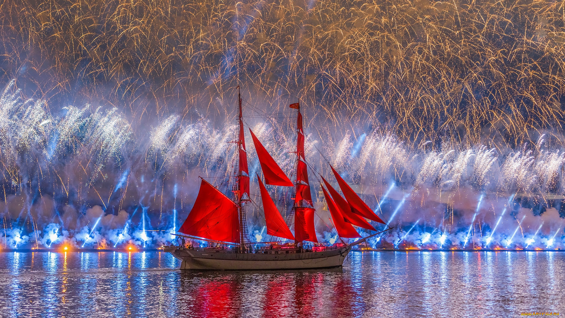 корабли, парусники, алые, паруса, в, санкт-петербурге