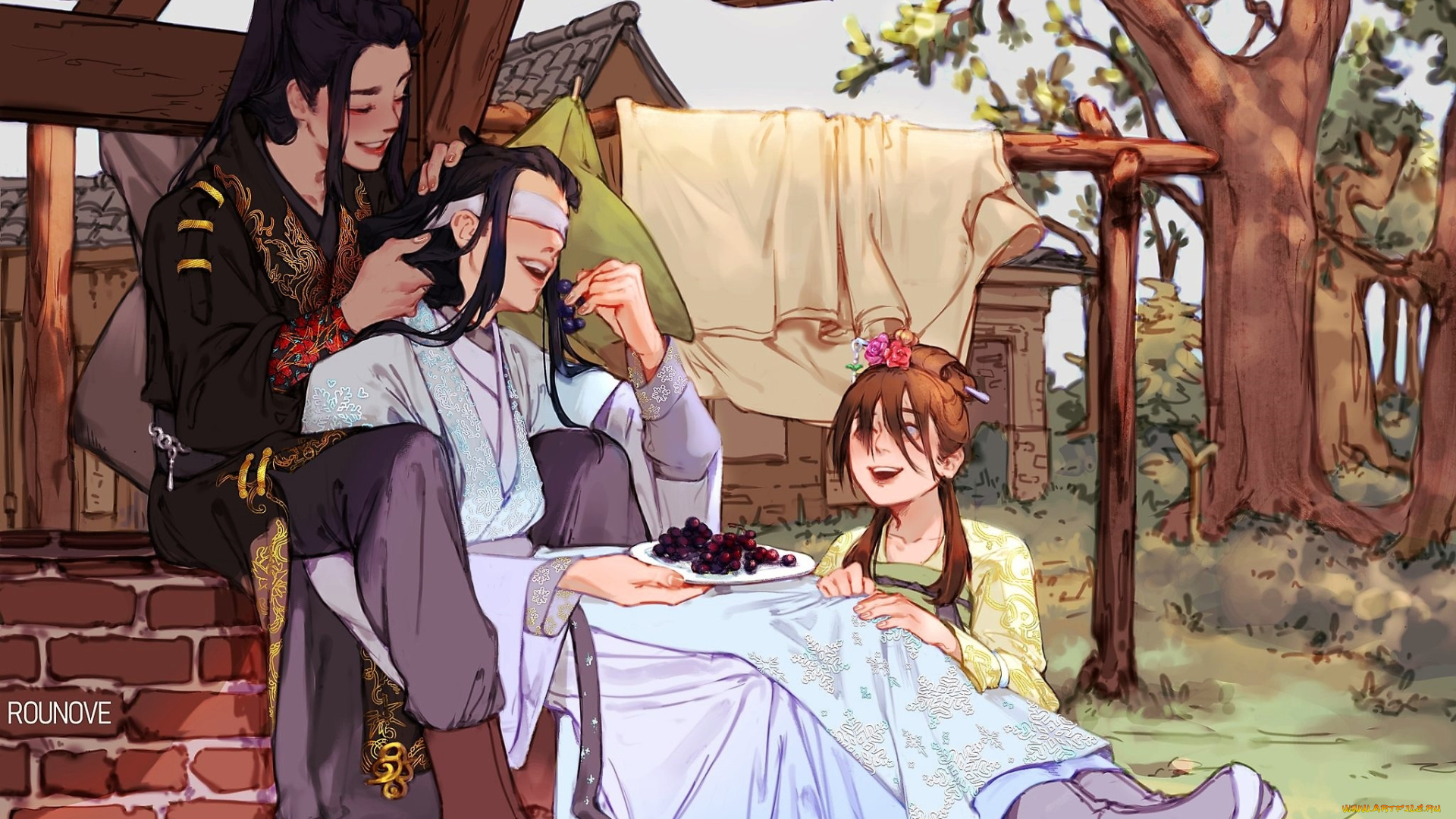 сюэ, ян, и, сяо, синчень, аниме, mo, dao, zu, shi, сюэ, ян, сяо, синчень, а-цин, двор, тарелка, ягоды