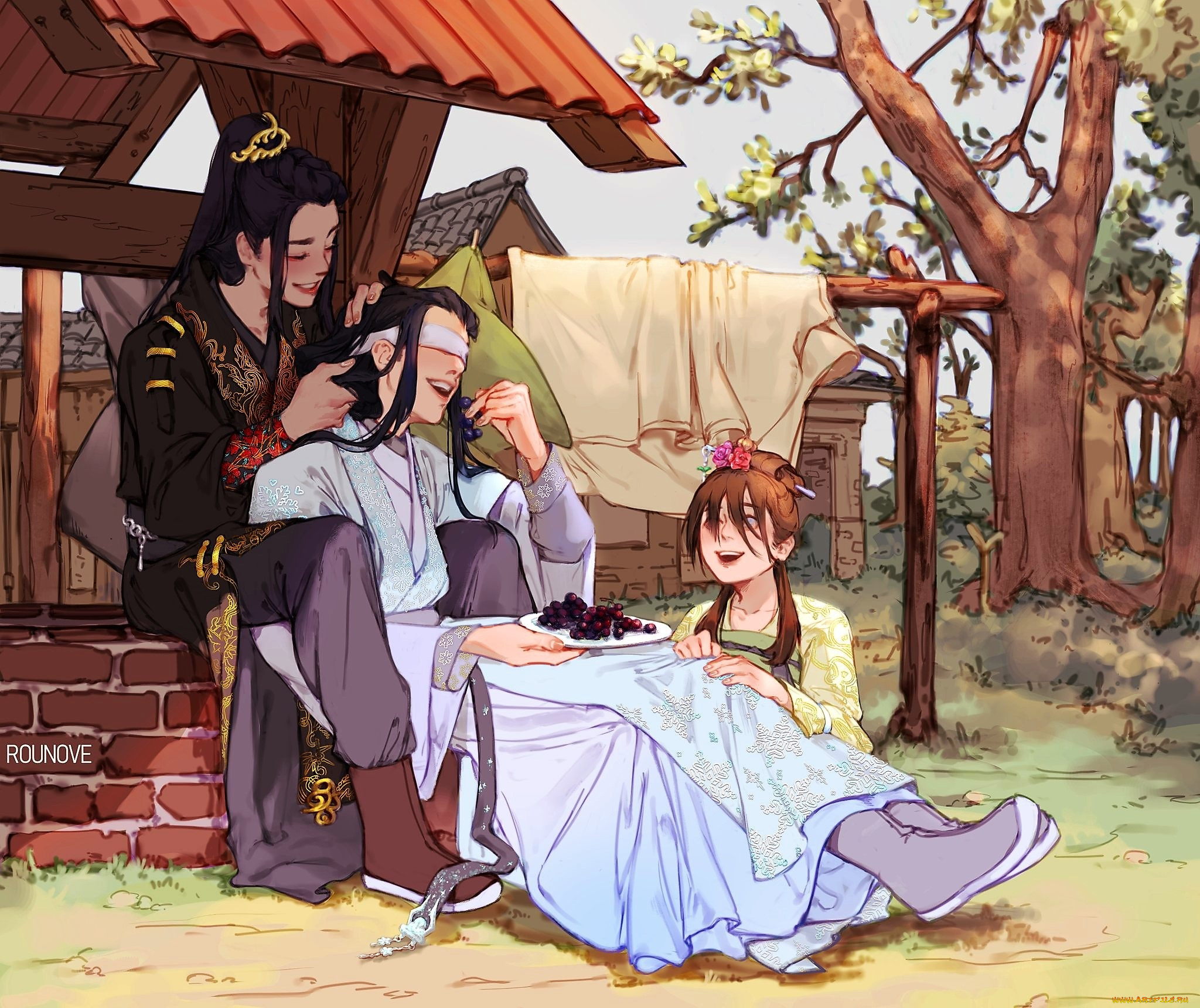 сюэ, ян, и, сяо, синчень, аниме, mo, dao, zu, shi, сюэ, ян, сяо, синчень, а-цин, двор, тарелка, ягоды