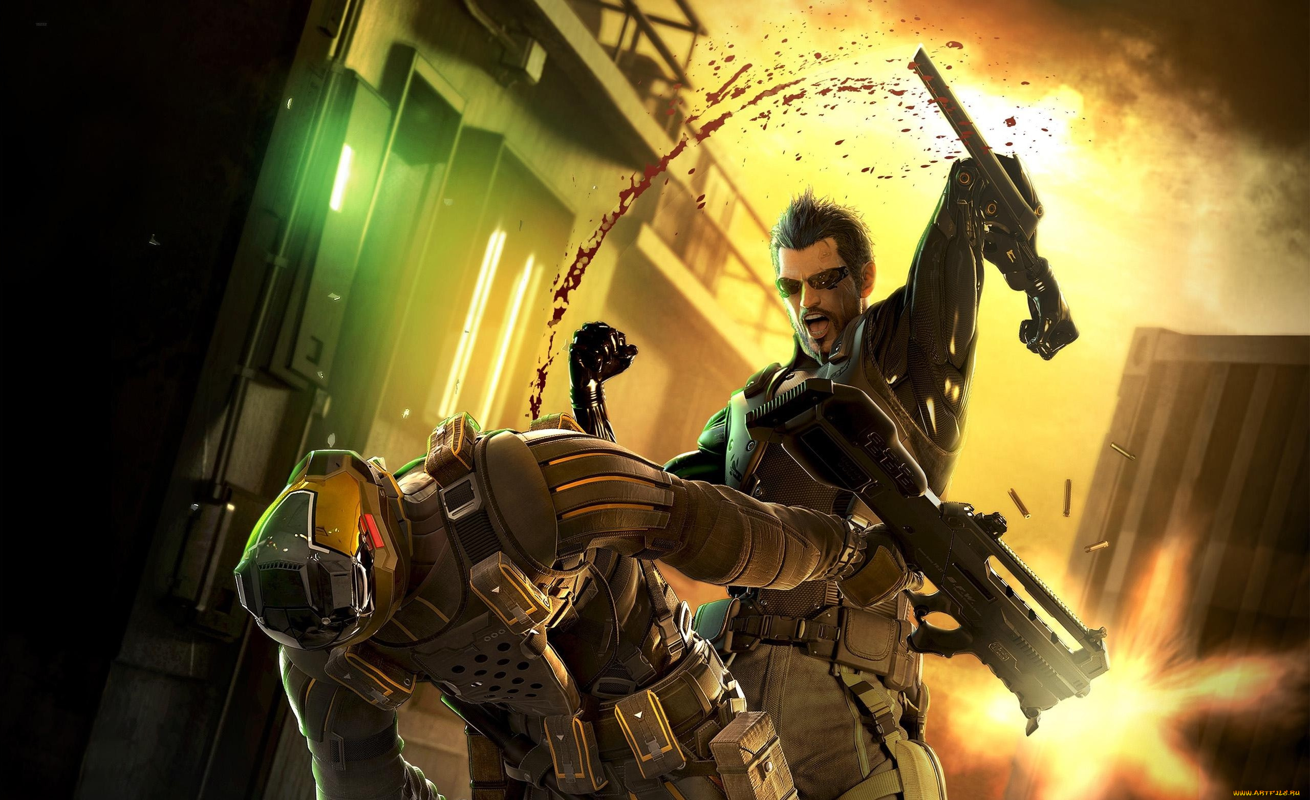 видео, игры, deus, ex, , human, revolution, поединок, оружие, кровь