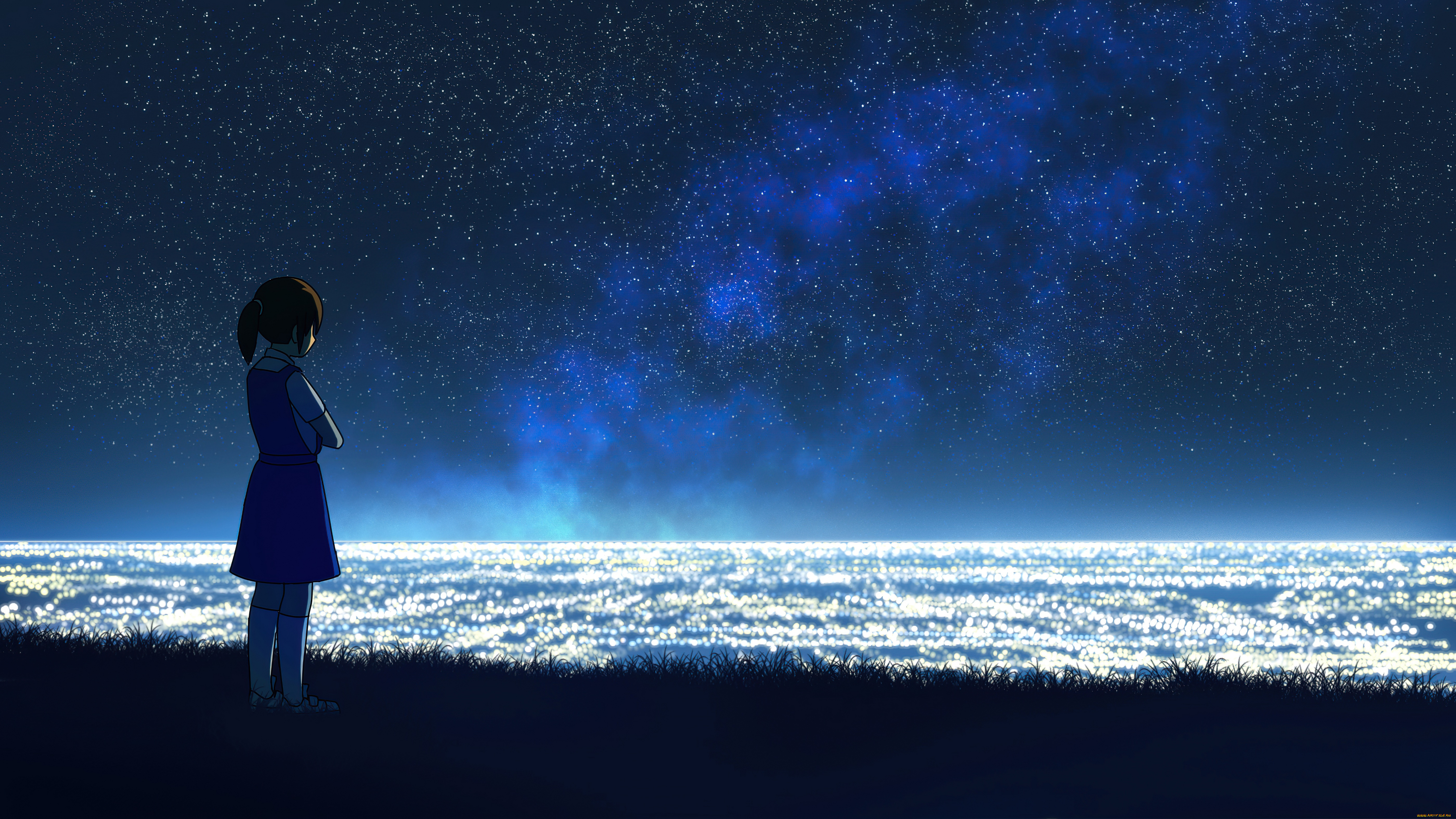 аниме, пейзажи, , природа, девушка