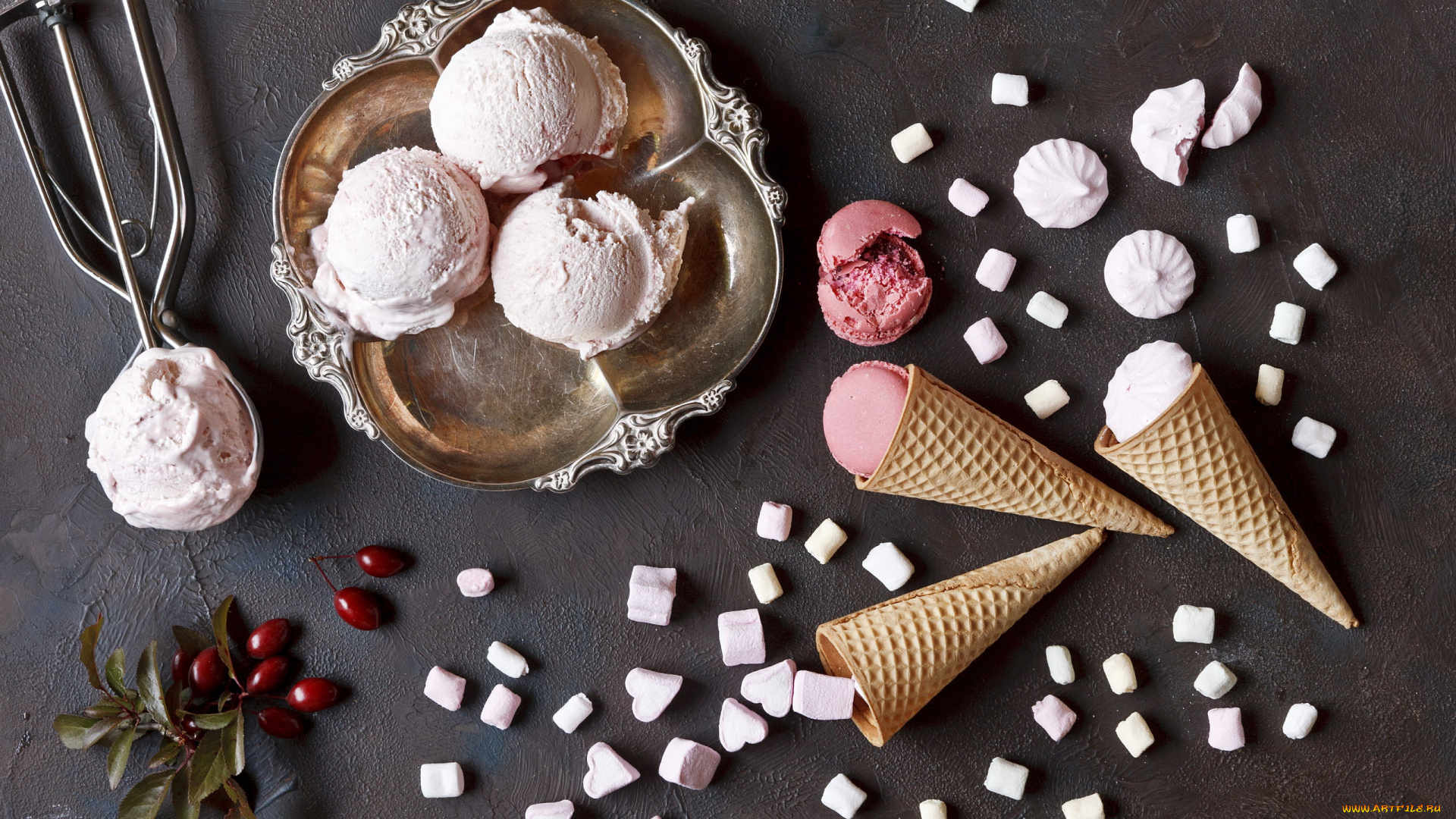 еда, мороженое, , десерты, вафельный, рожок, ассорти, зефир