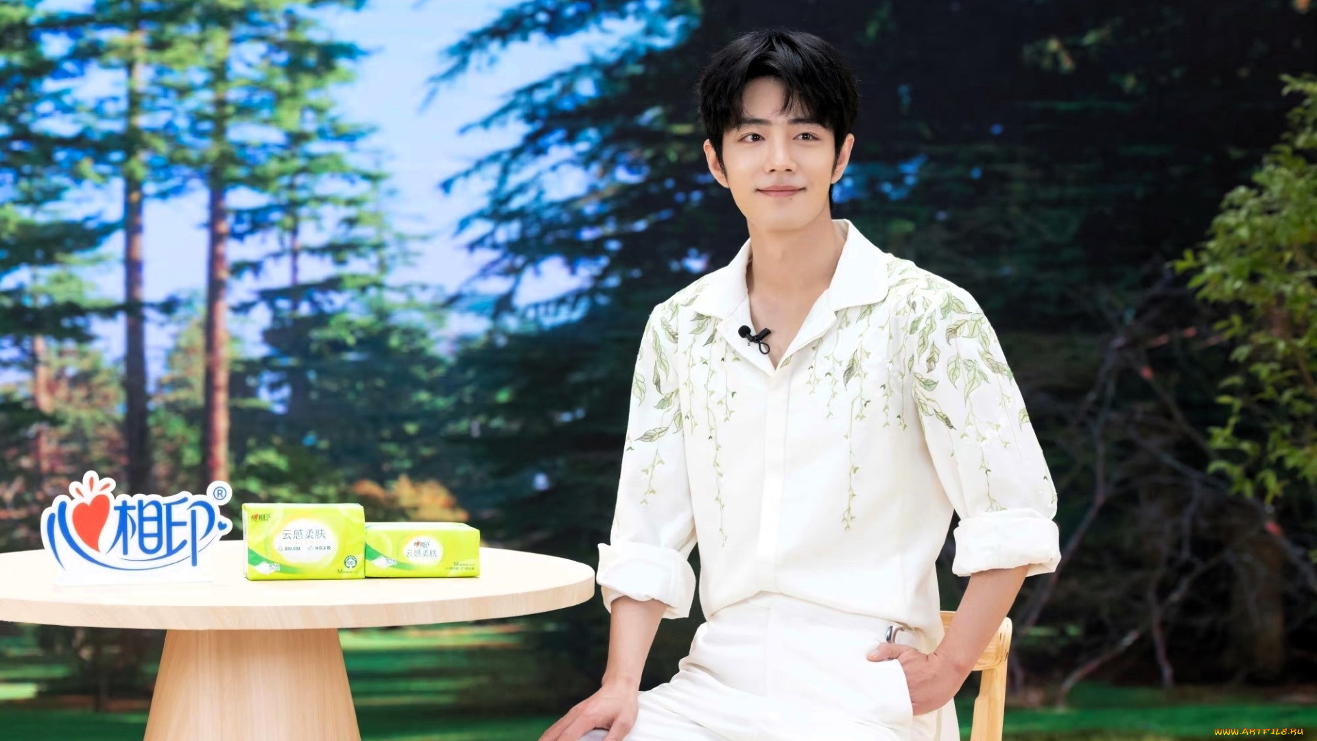мужчины, xiao, zhan, актер, рубашка, стол, стул, лес, реклама, пакеты