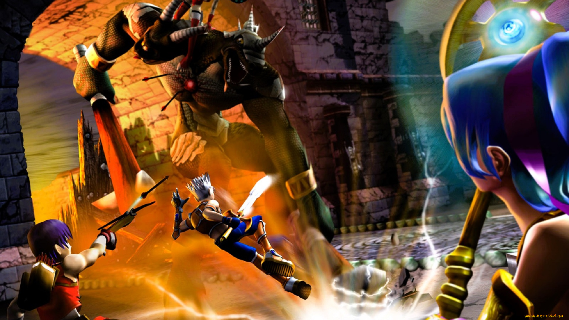 видео, игры, sudeki, персонажи, бой, замок