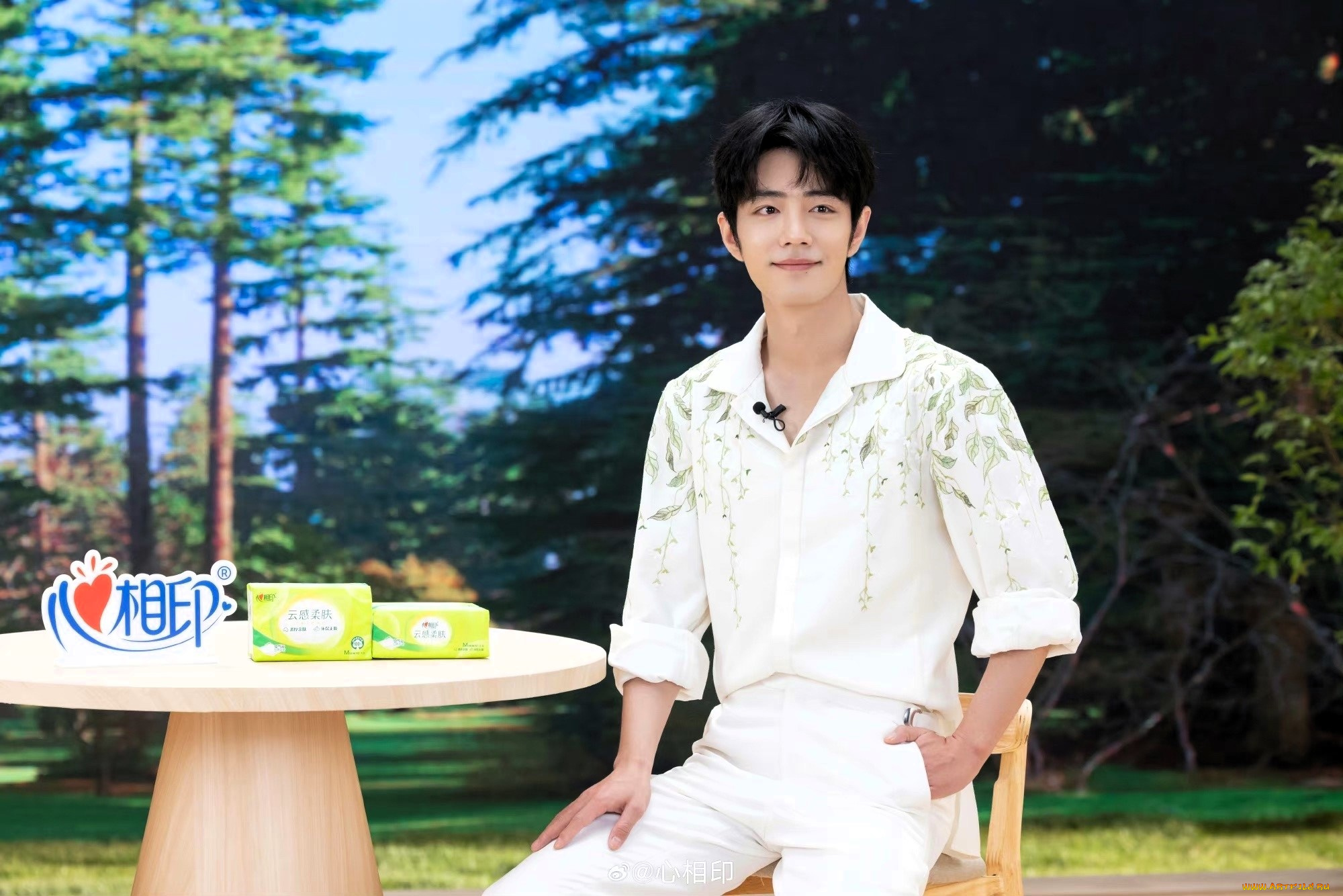 мужчины, xiao, zhan, актер, рубашка, стол, стул, лес, реклама, пакеты