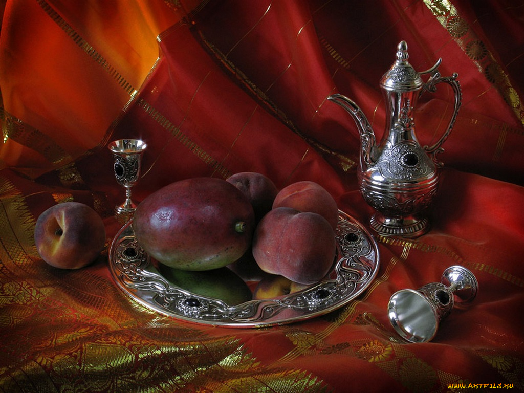 harumi, saito, восточный, персиками, манго, еда, натюрморт