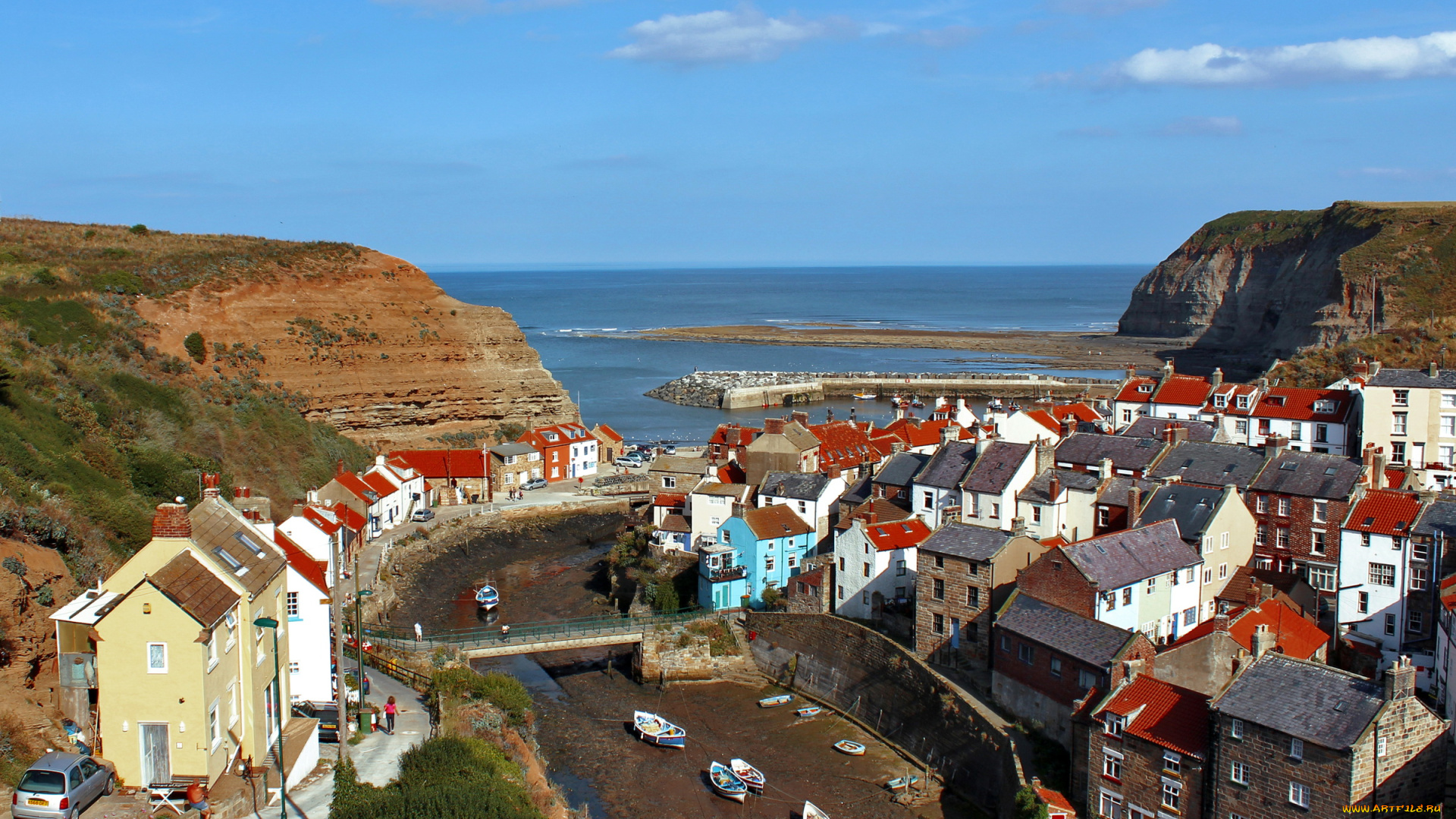англия, стайтес, города, панорамы, мост, море, река, дома