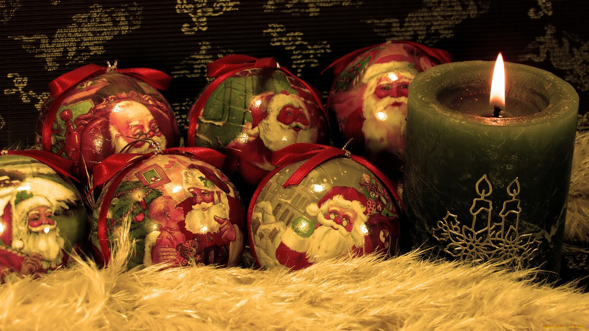 праздничные, новогодние, свечи, шарики, свеча, праздник