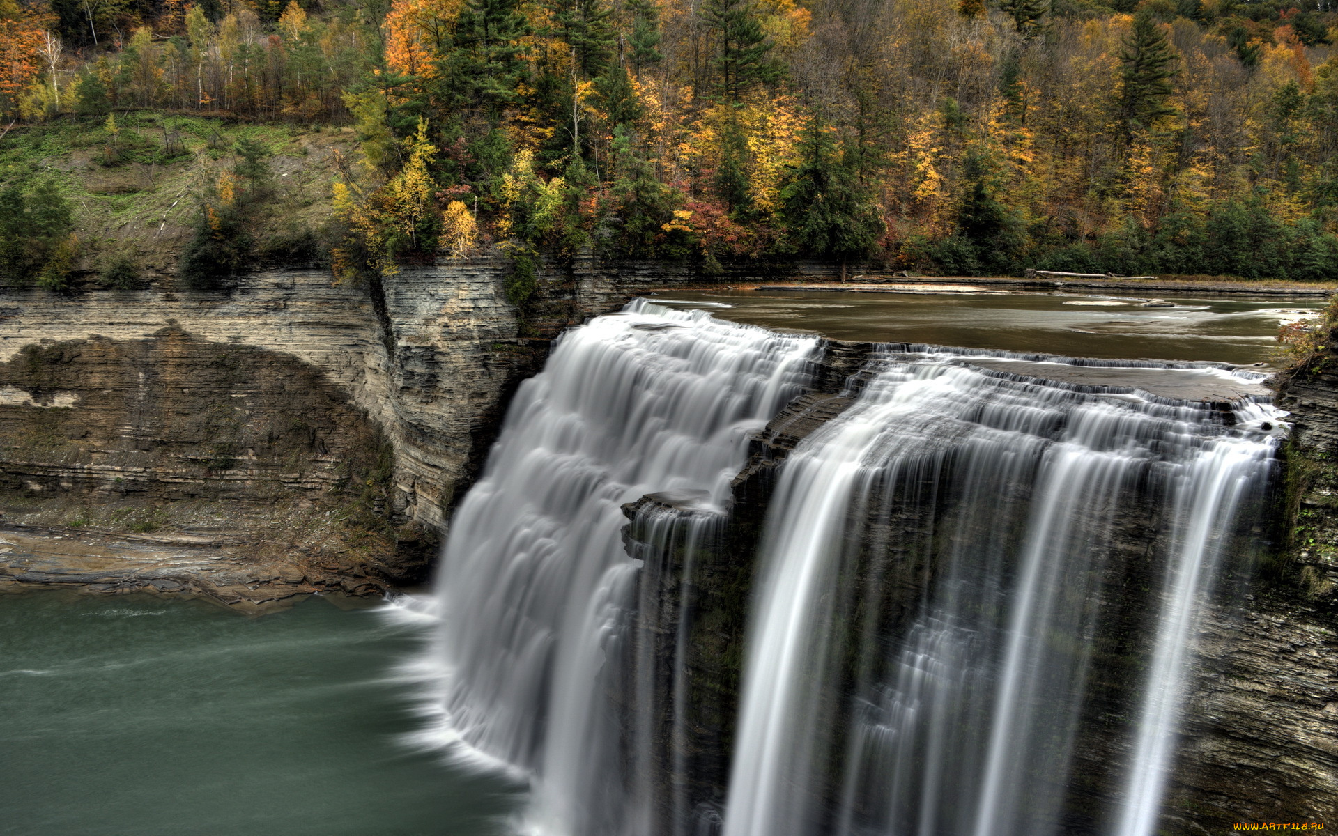 природа, водопады, водопад, пейзаж, река