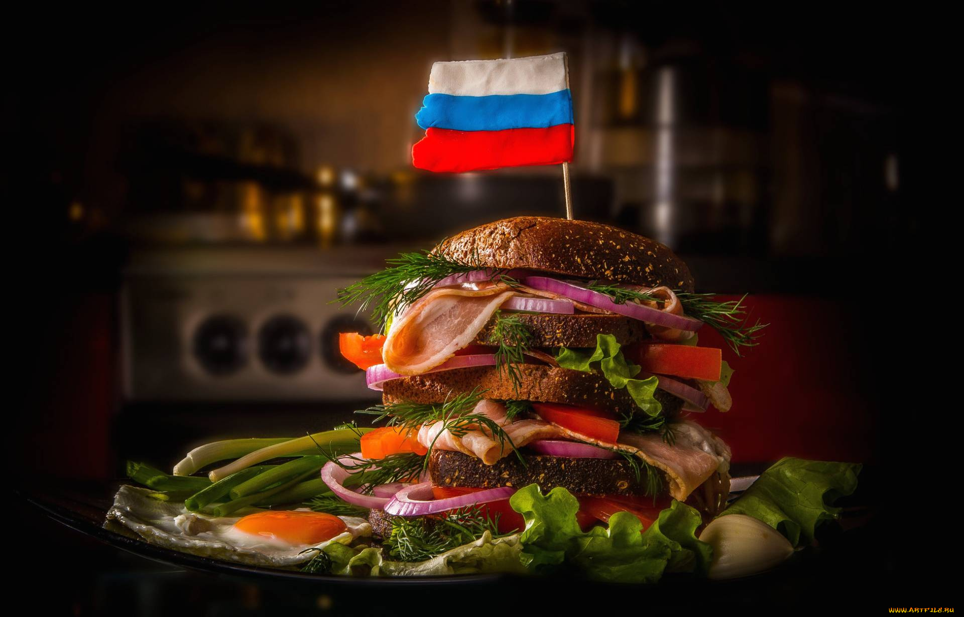 еда, бутерброды, гамбургеры, канапе, яйцо, гамбургер, слои, флаг, томаты, помидоры