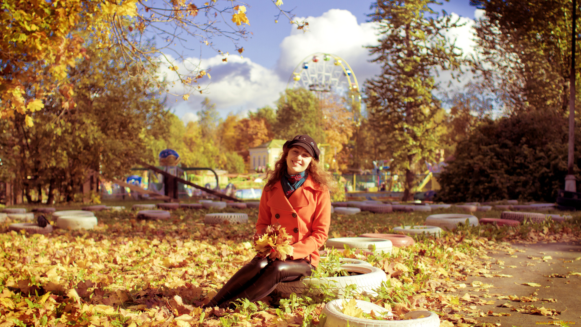 -Unsort, Брюнетки, Шатенки, девушки, unsort, брюнетки, шатенки, осень, листва