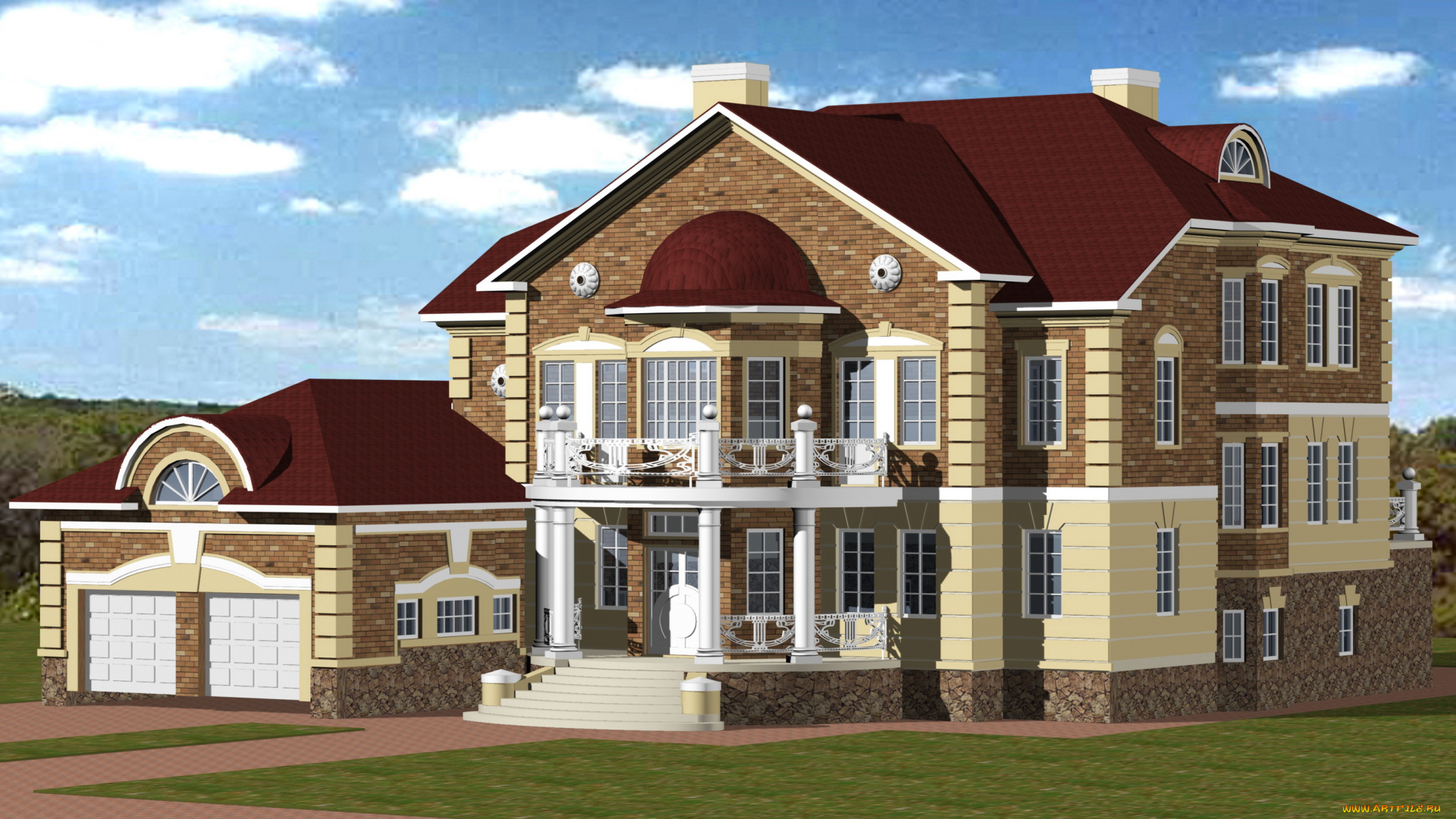 3д, графика, architecture, архитектура, ландшафт, вилла, дом