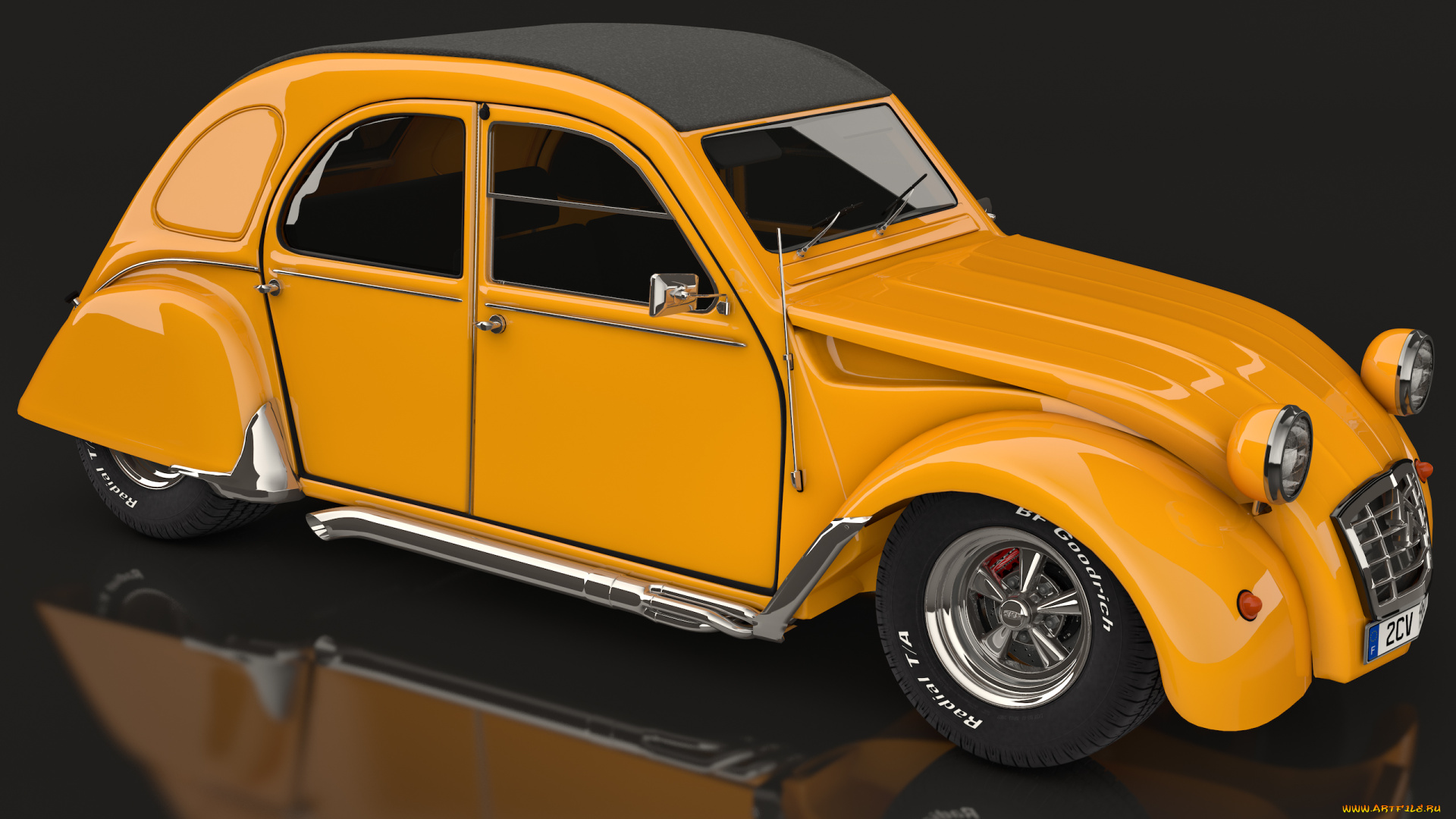 автомобили, 3д, custom, 2cv, citroen