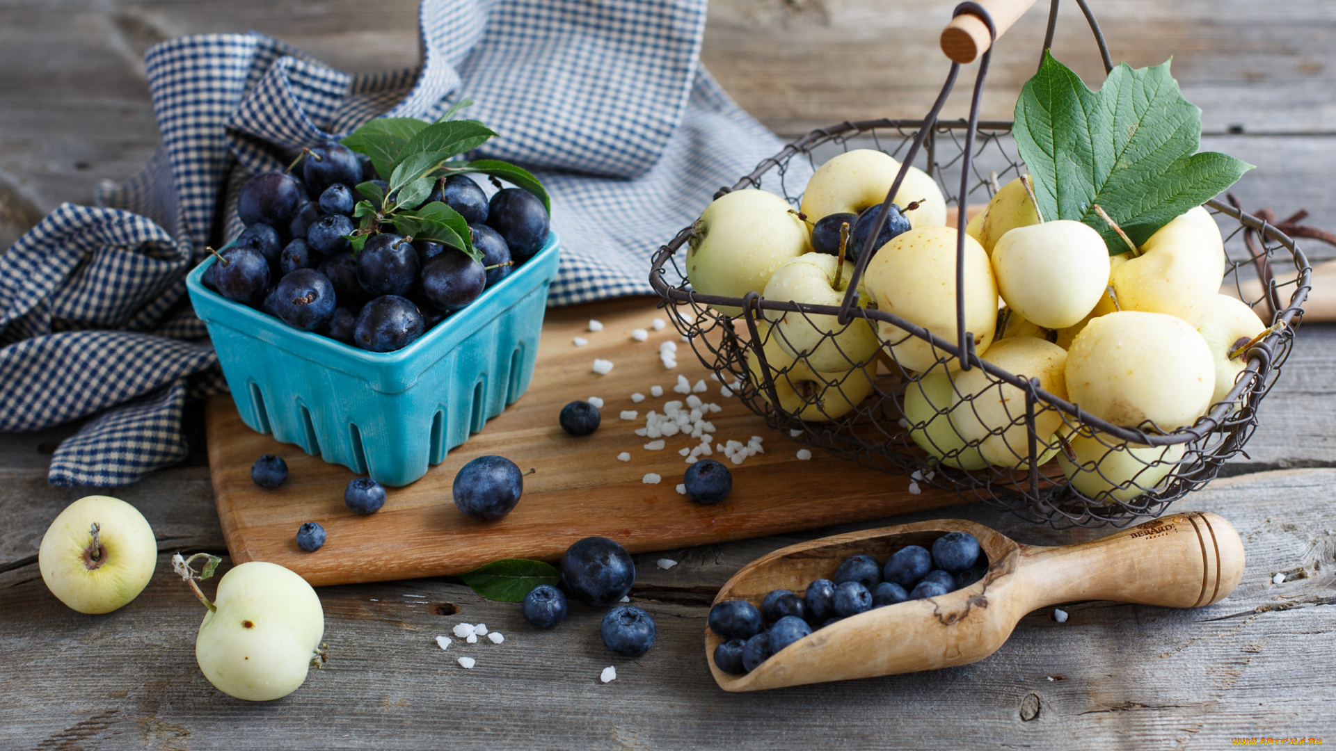 еда, фрукты, ягоды, голубика, сливы, яблоки