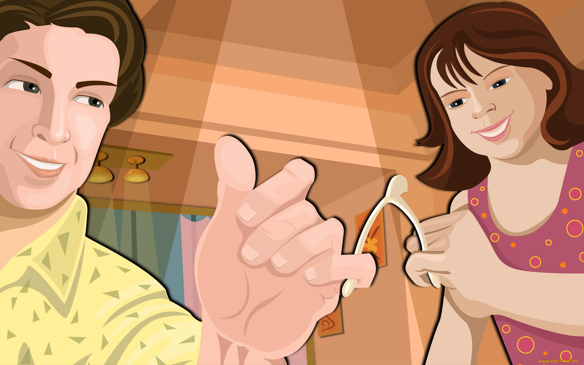 рисованные, люди, парень, девушка