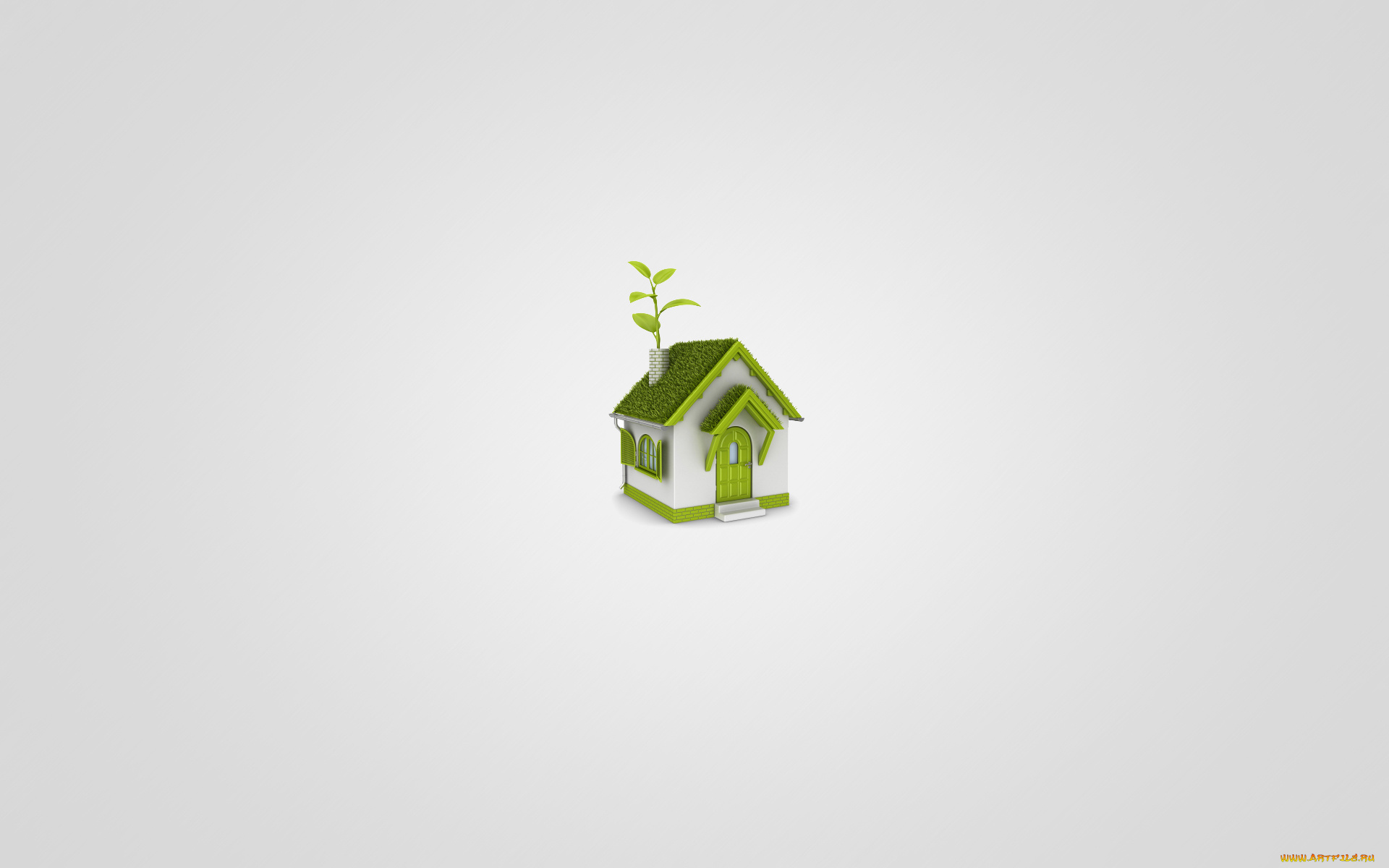 рисованные, минимализм, трава, белый, светлый, фон, зеленый, дом, листья, домик
