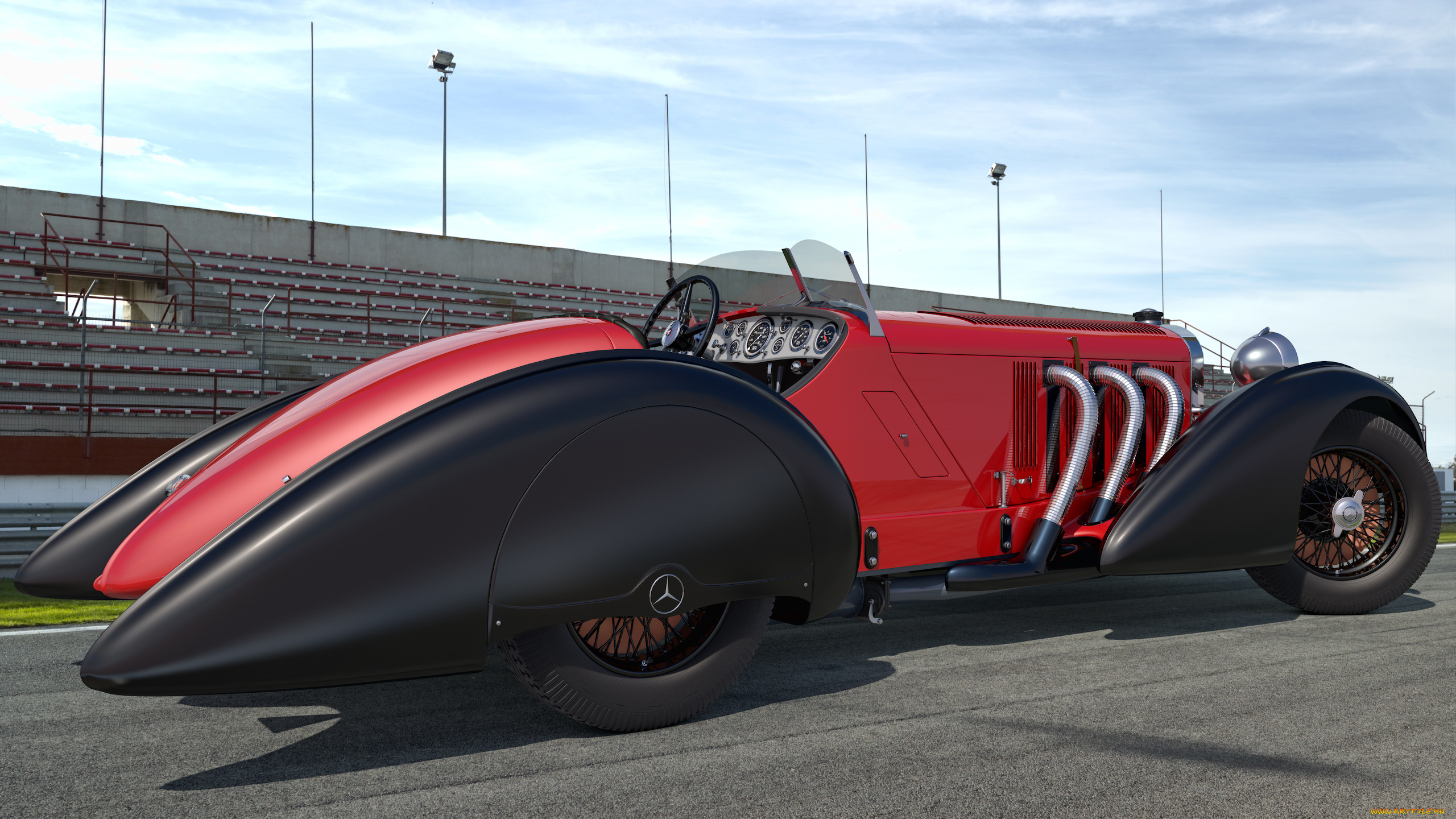 автомобили, 3д, mercedes, 710, benz, 1930, ssk, trossi, roadster