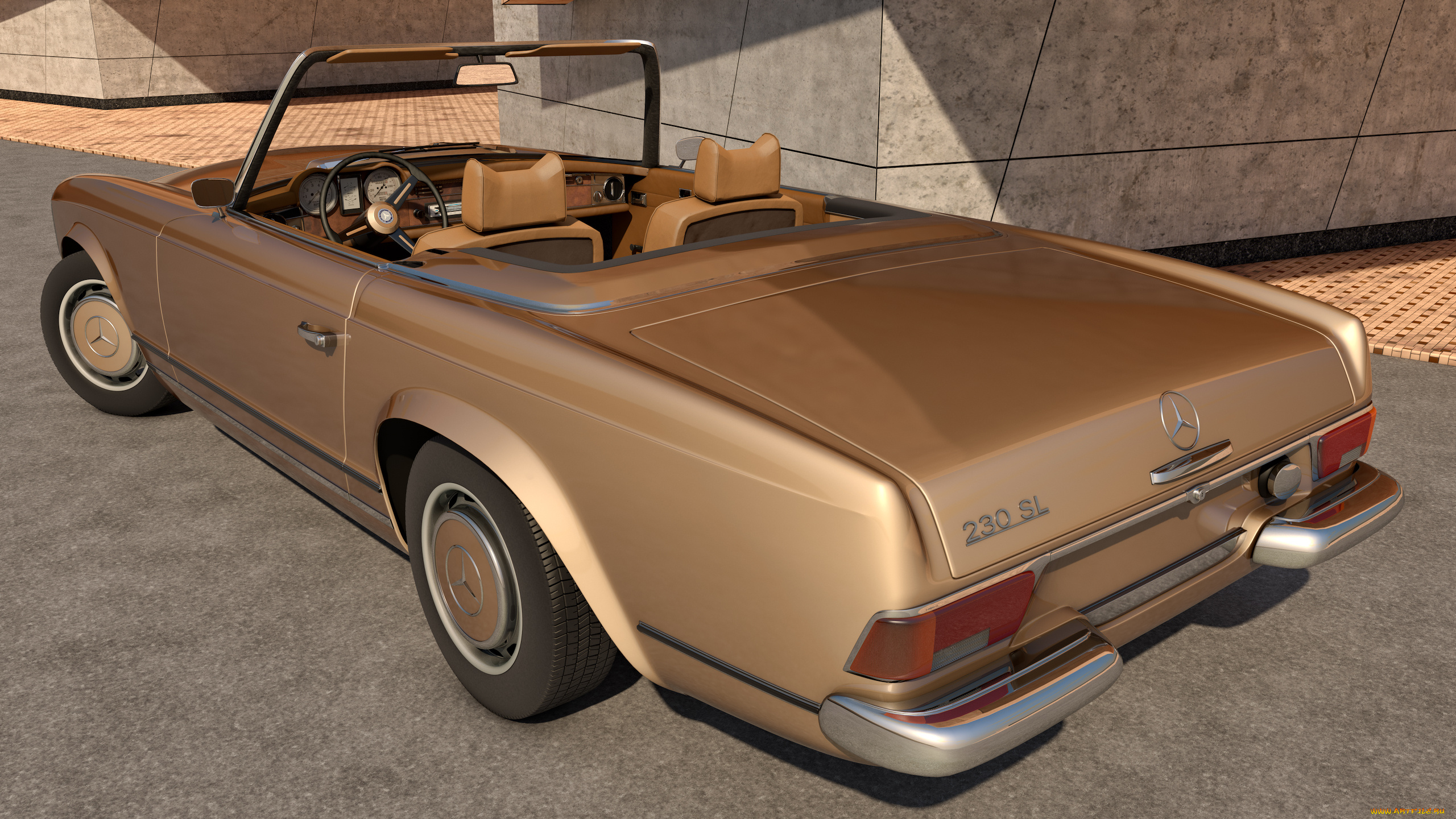 автомобили, 3д, w113, 230sl, mercedes, benz