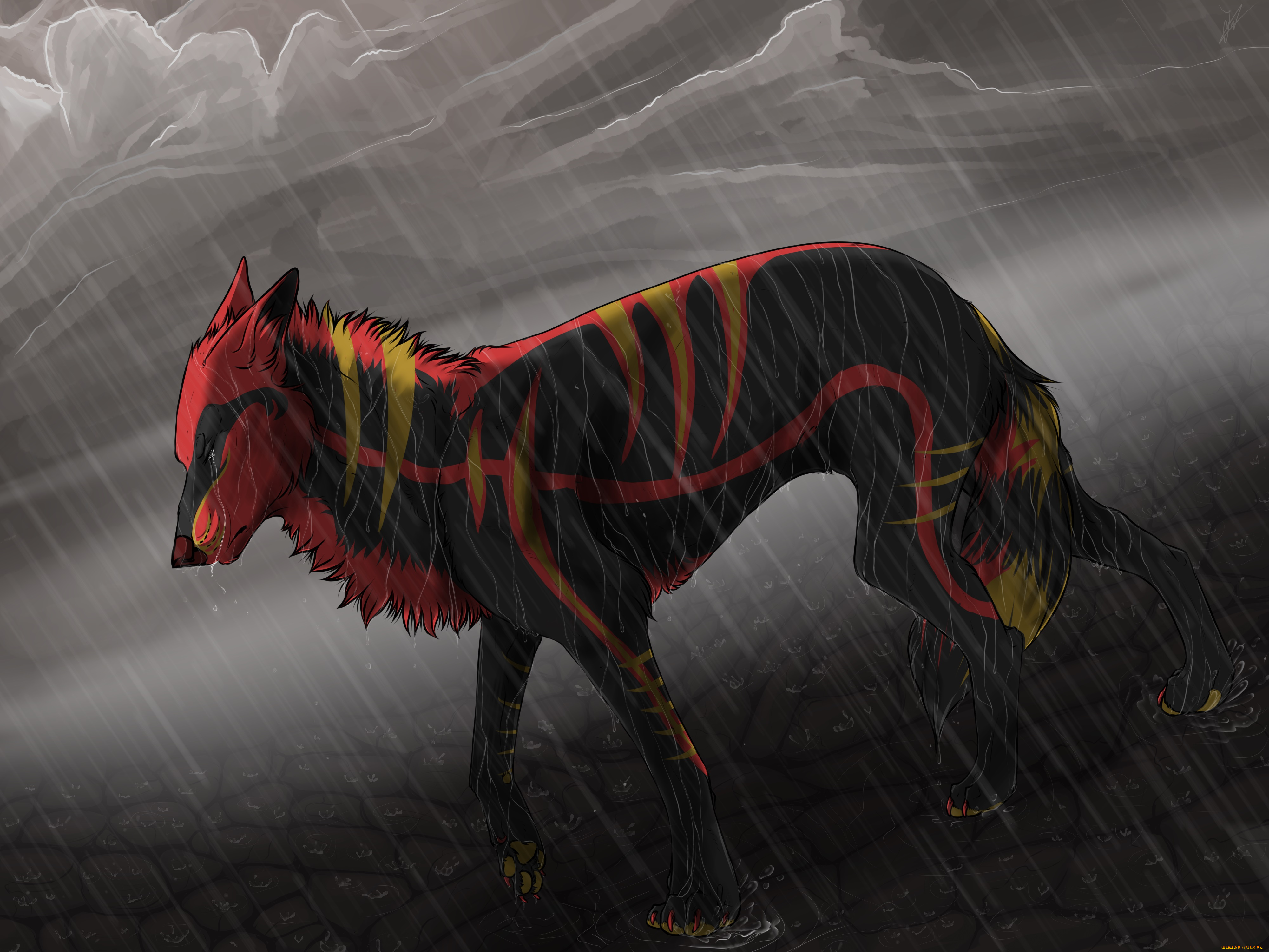 рисованные, животные, сказочные, мифические, волк