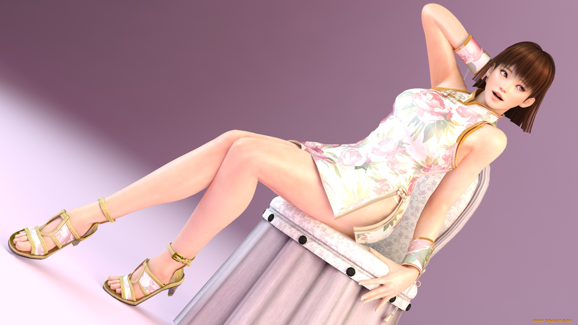 3д, графика, аниме, , anime, девушка, взгляд, фон