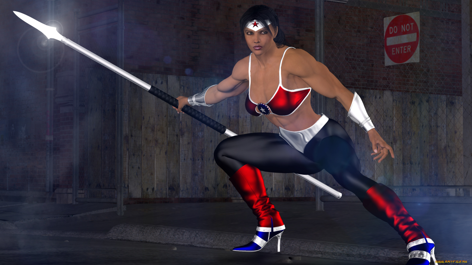 3д, графика, фантазия, , fantasy, девушка, взгляд, фон, оружие