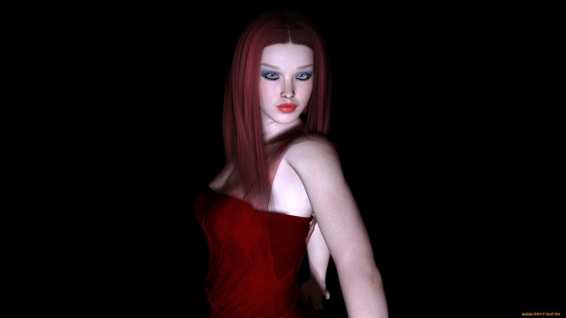 3д, графика, люди, , people, девушка, взгляд, фон, рыжая