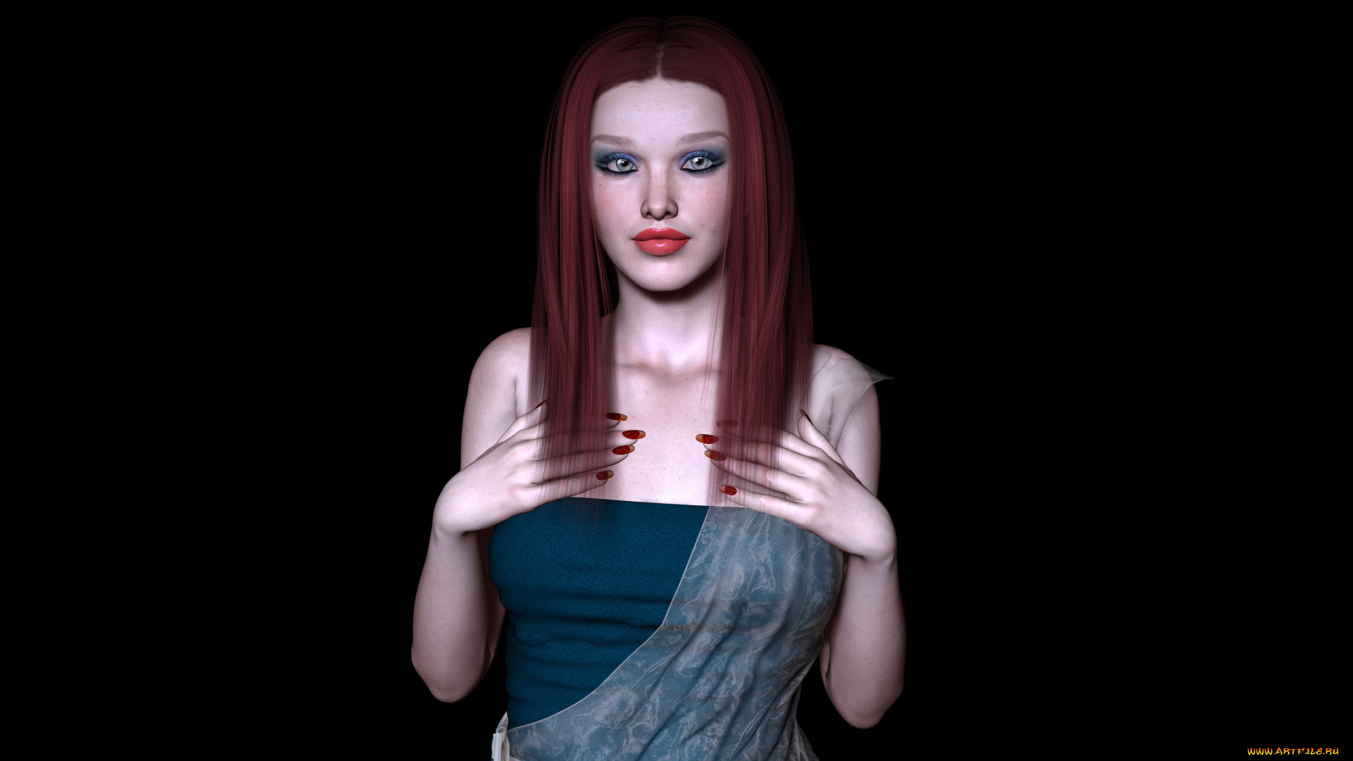 3д, графика, люди, , people, девушка, взгляд, фон, рыжая